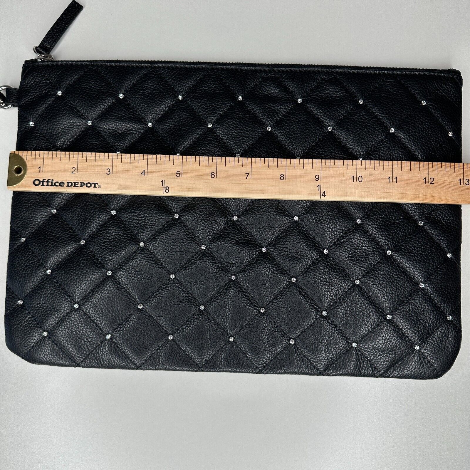 Swarovski Swarovski Black Quilted Leather & Crystals Zip Close Clutch Size ONE SIZE - 9 Thumbnail