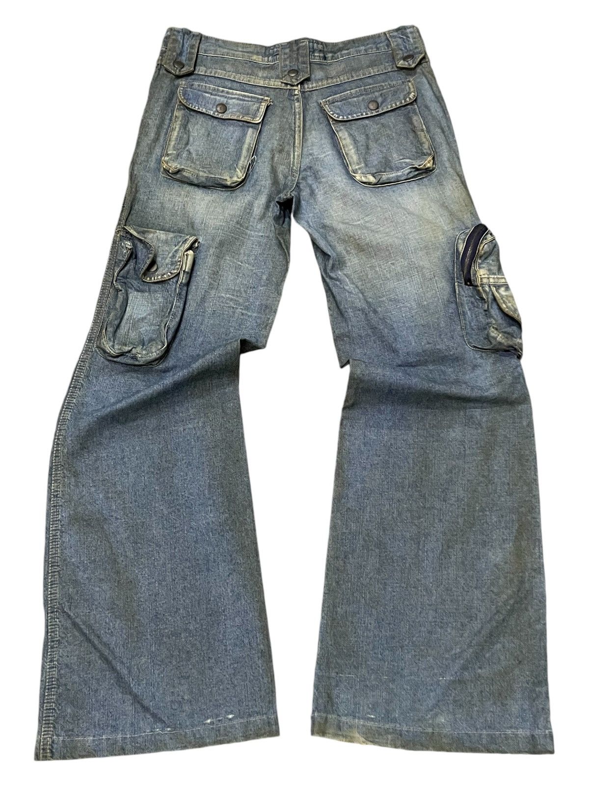 Hysteric Glamour × Japanese Brand × Le Grande Bleu (L.G.B.) Super Flared Authentic & Couture Mud Wash Multi Pocket Jeans Size US 30 / EU 46 - 2 Thumbnail