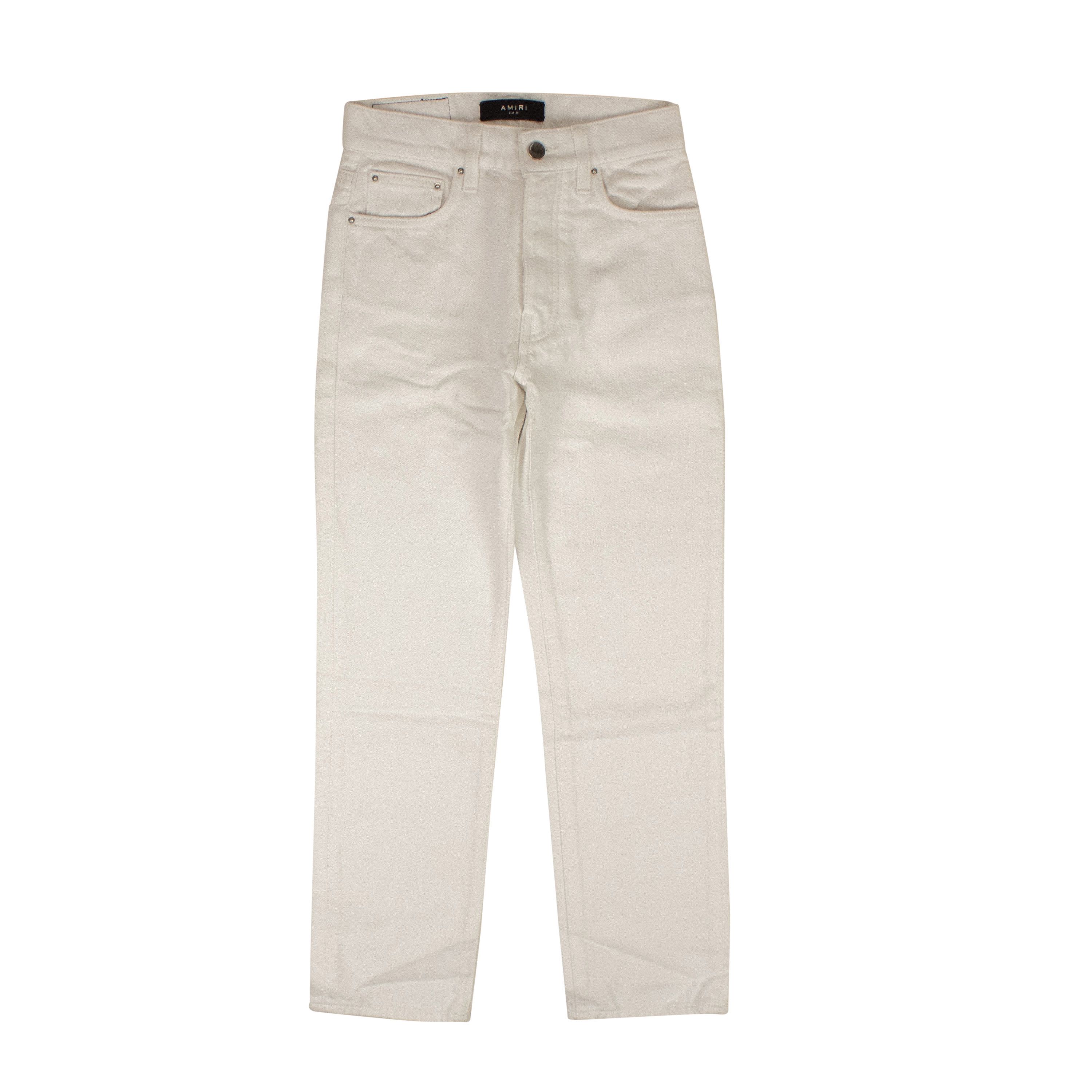 image of Amiri White Cropped Straight Stack Jeans Size 30, Women's