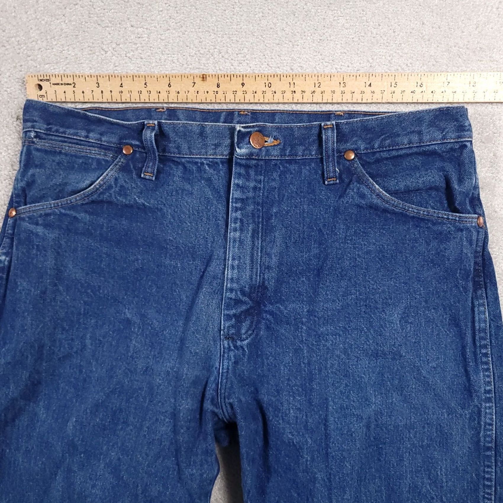 Wrangler VINTAGE Wrangler 13MWZ Original Fit Jeans Mens 36x30 Cowboy Cut Workwear Blue Denim Leather? Size US 36 / EU 52 - 6 Thumbnail