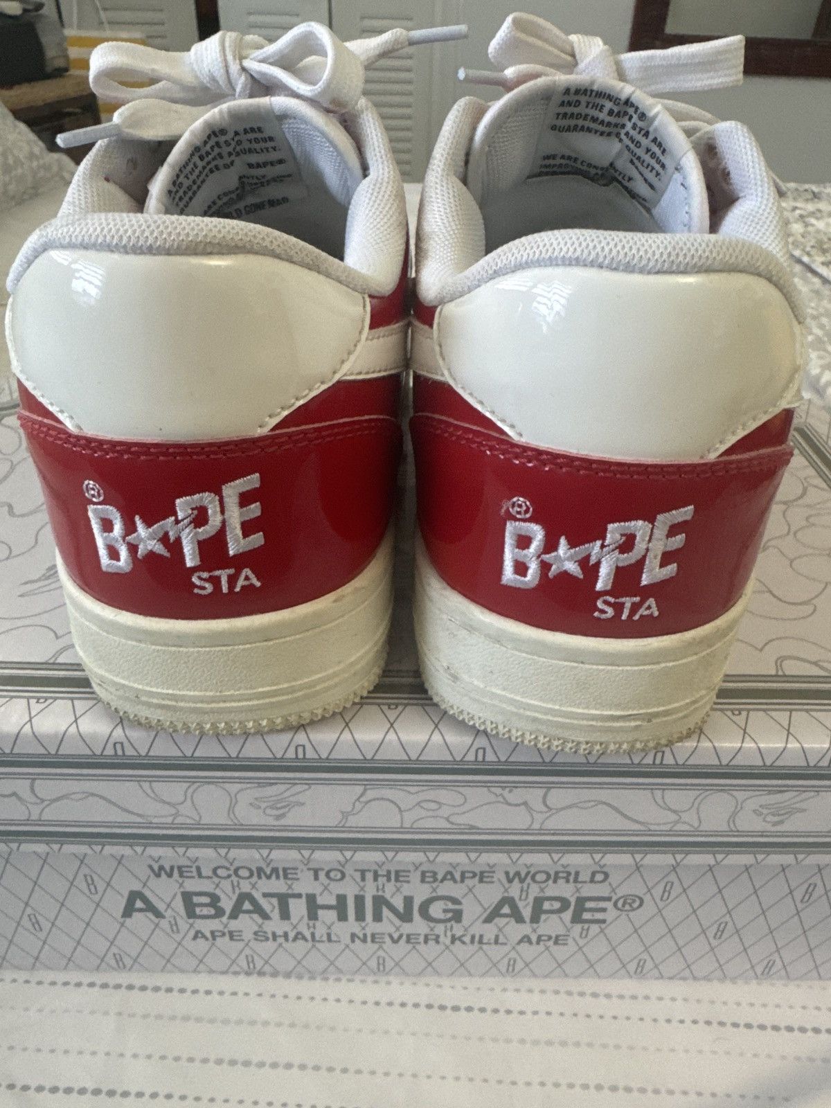 Bape Bapesta Red Patent Leather Size US 8.5 / EU 41-42 - 4 Thumbnail