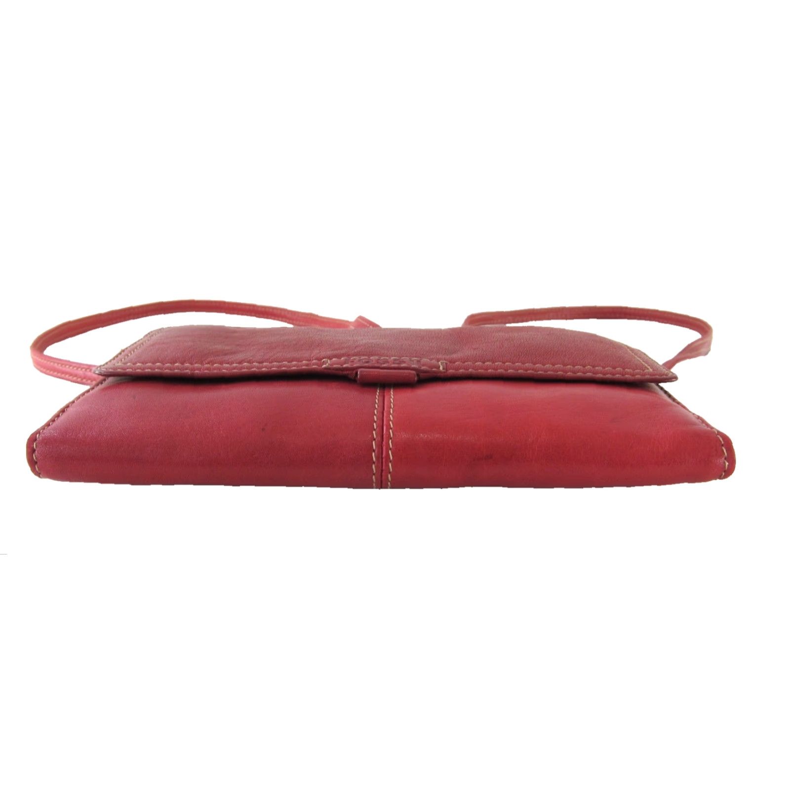 Fossil VINTAGE Fossil Red Leather Crossbody Satchel Wallet Purse Trifold 100% Leather Size ONE SIZE - 3 Thumbnail
