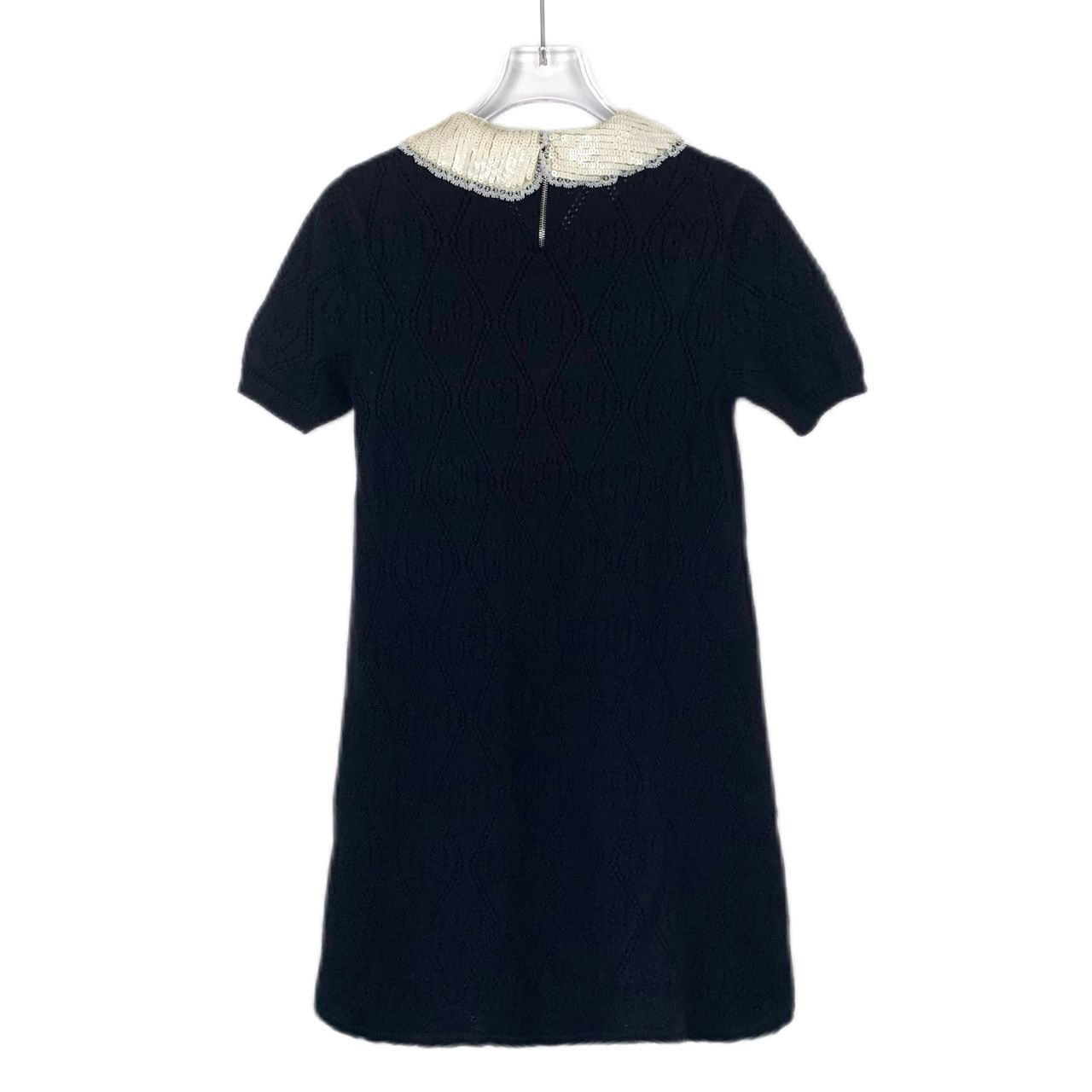 Gucci Gucci Black Knit Dress W/ Ivory Sequined Collar Short Sleeve Size S / US 4 / IT 40 - 2 Thumbnail