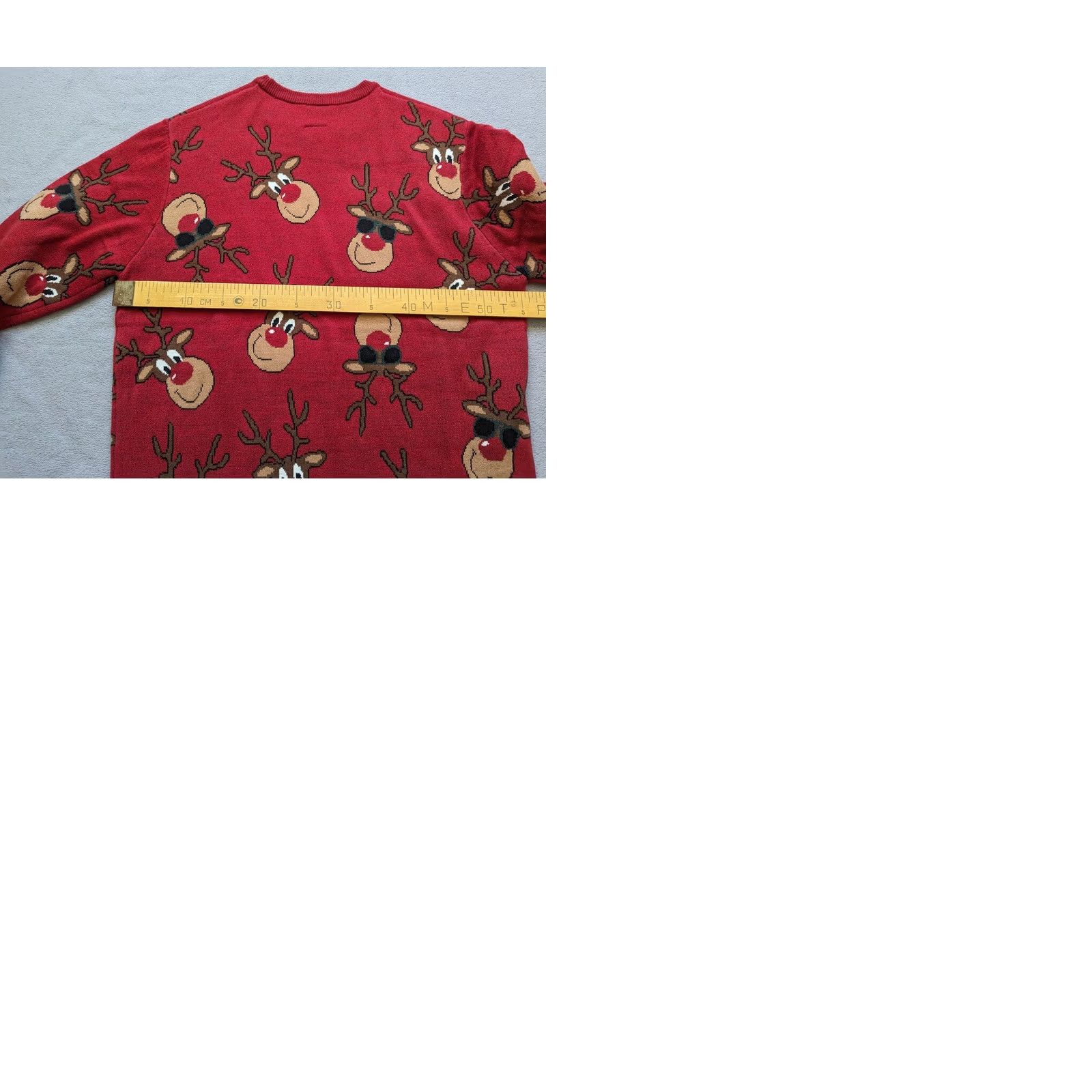 George George Christmas Rudolph Deer Sweater Men L Red Size US L / EU 52-54 / 3 - 10 Thumbnail