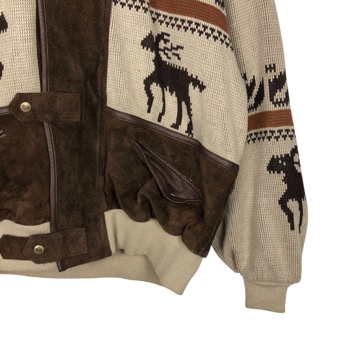 Japanese Brand Vtg ALLIX Cowboy Fleece-Lined Jacket Heavy Suede Paneling Size US L / EU 52-54 / 3 - 6 Thumbnail