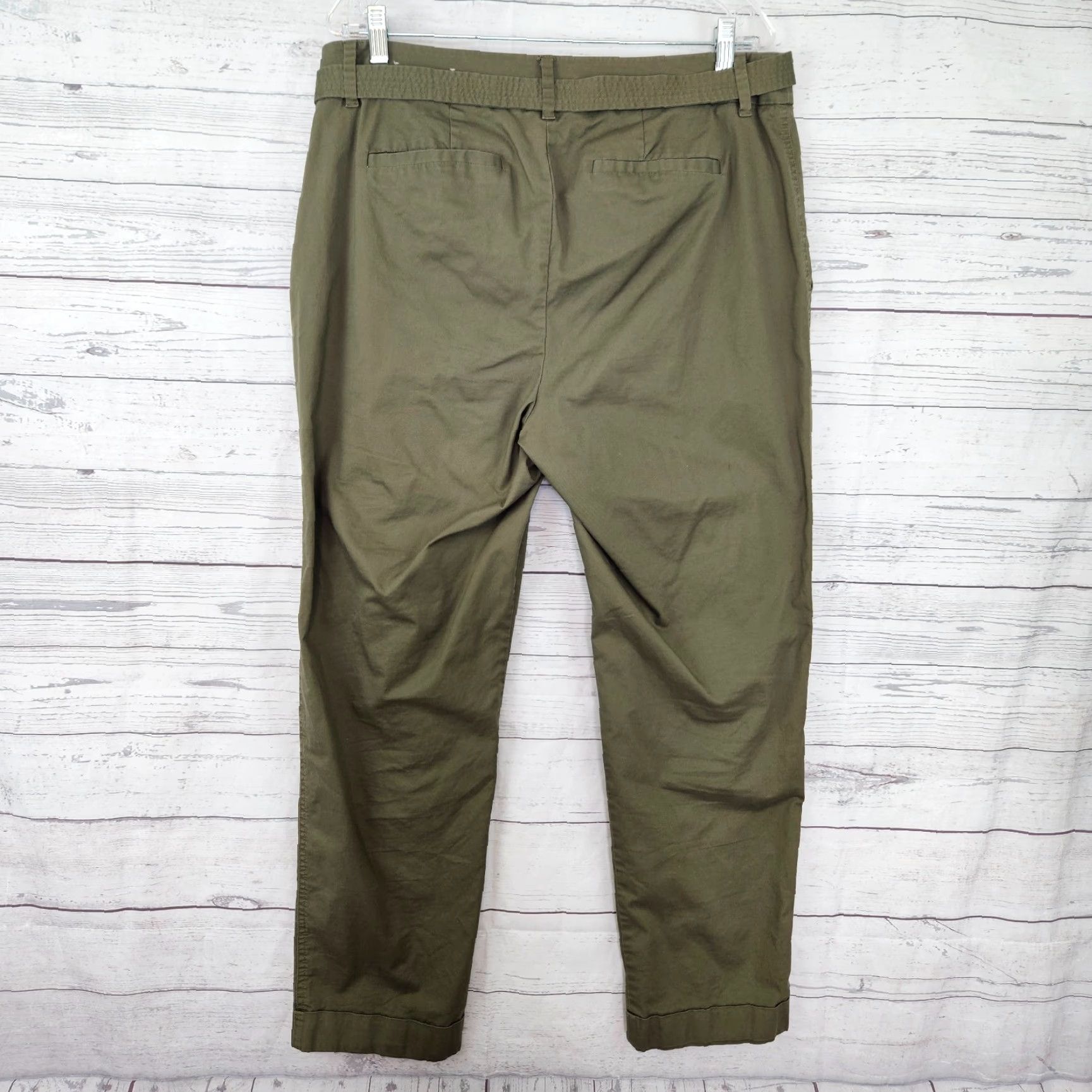Vintage Chicos Womens Pants Sz 14T Green High Rise Cuffed Cotton Blend Belt Chino Pants Womens Tall 14 Green Size 36" / US 14 / IT 50 - 3 Thumbnail