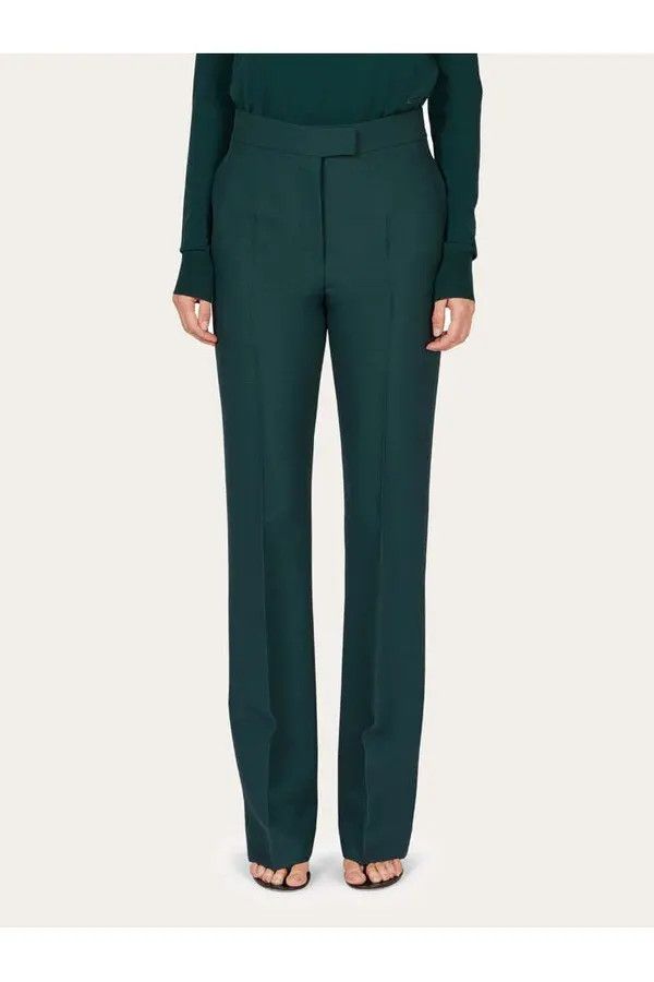 Salvatore Ferragamo o1s1rm0526 Wool Faille Pant in Green Size 25" / US 0 / IT 36 - 2 Thumbnail