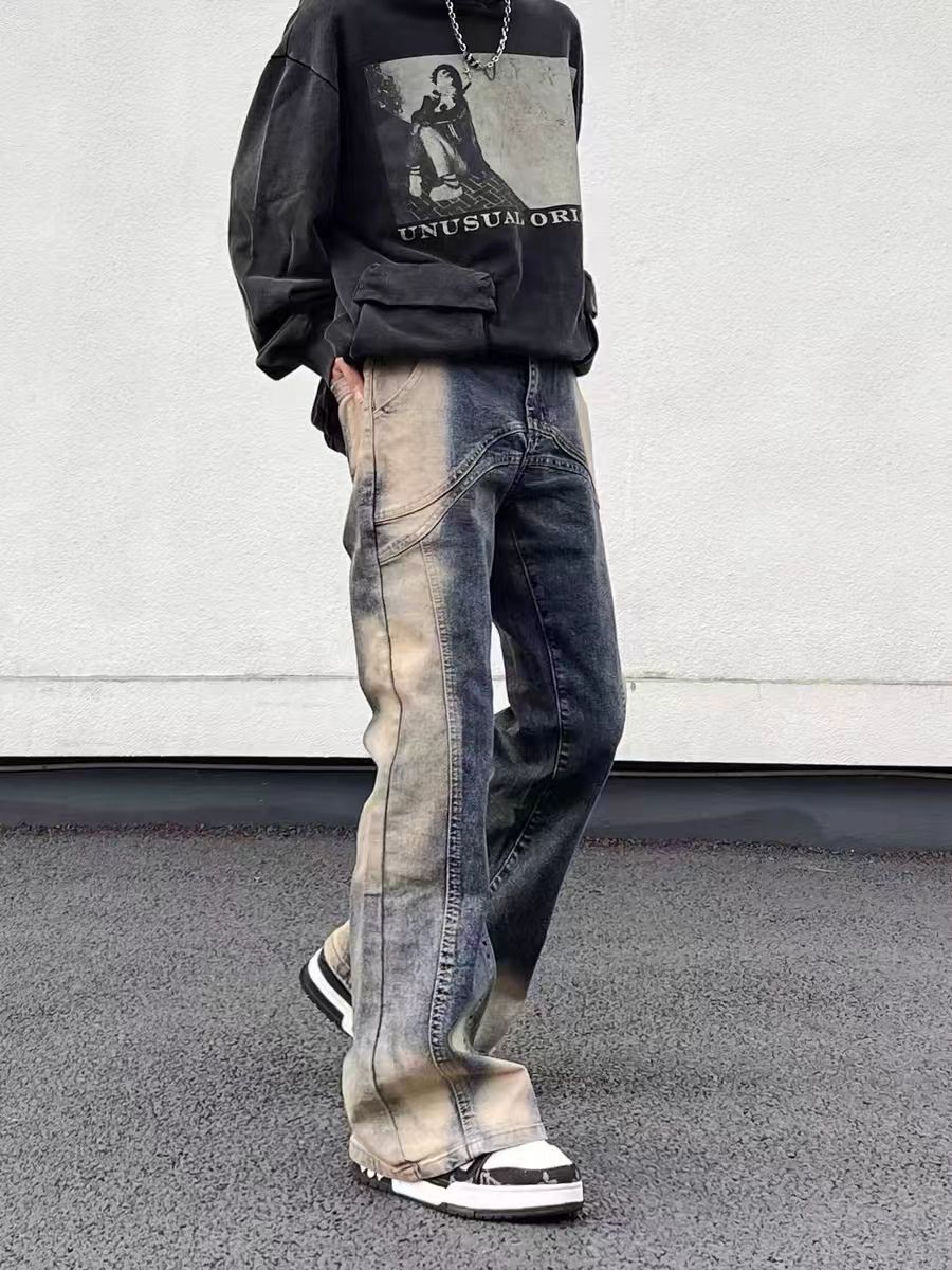 Japanese Brand × Jean Vintage wash gradient baggy jeans Size US 33 - 2 Thumbnail