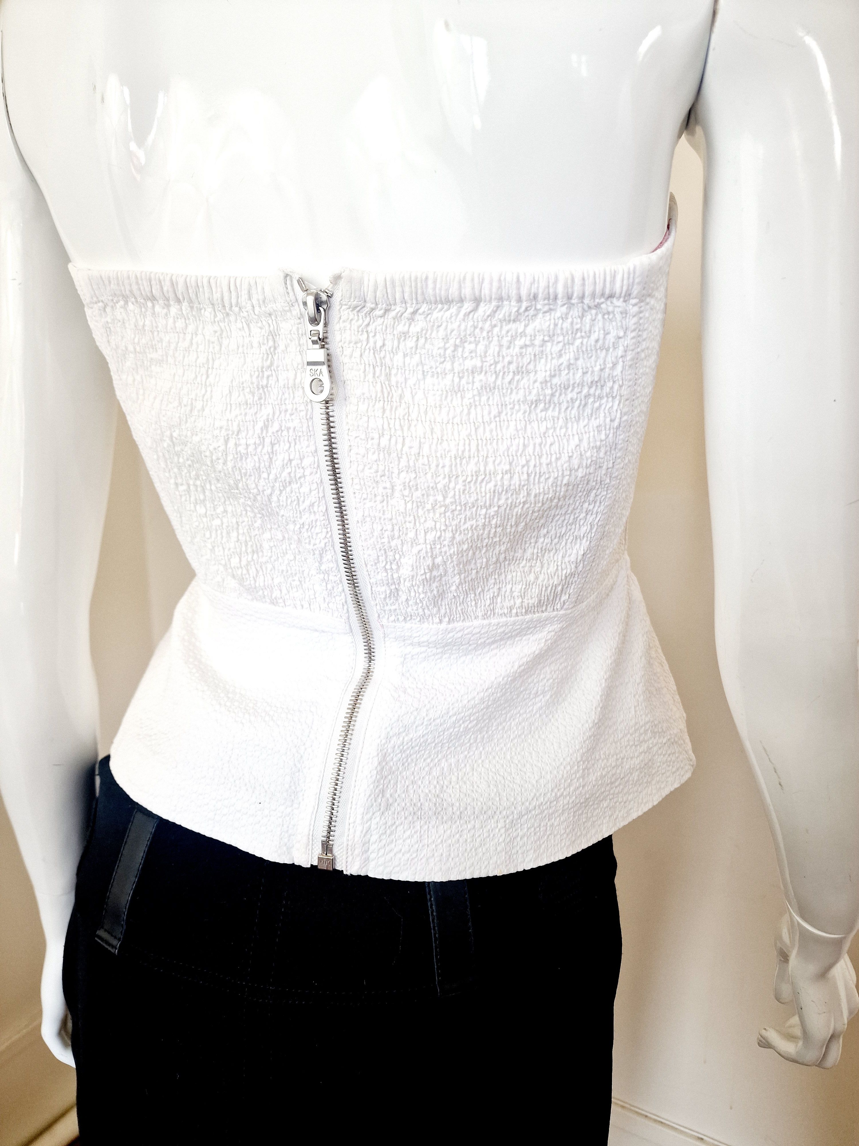 Prada Prada White Sport Vintage 80s Large Top Tee Corset Bustier Size L / US 10 / IT 46 - 6 Thumbnail