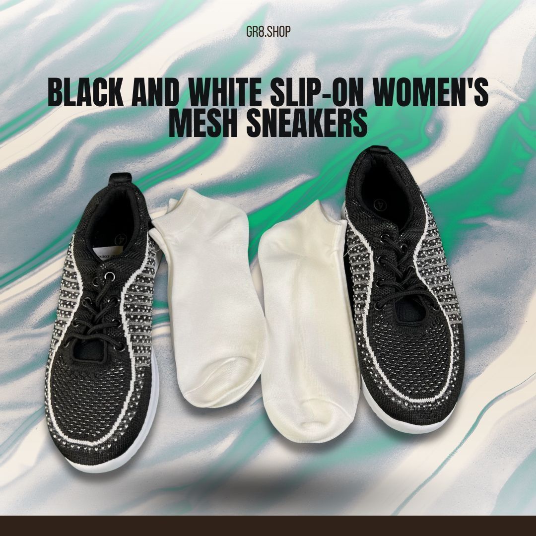Other Black And White Slip-On WomenS Mesh Sneakers With Matching S Size US 4 / IT 34 - 1 Thumbnail