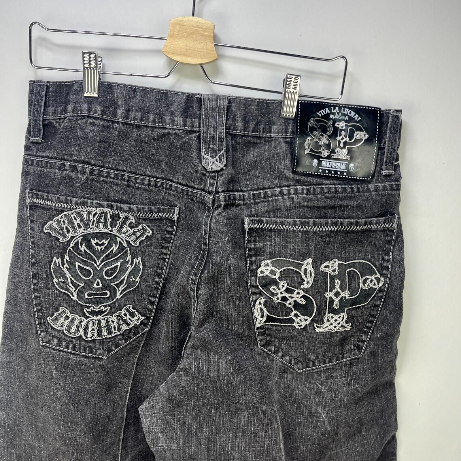 Southpole Vintage Southpole Viva La Lucha Baggy Black Denim Jeans 36 Size US 36 / EU 52 - 2 Thumbnail