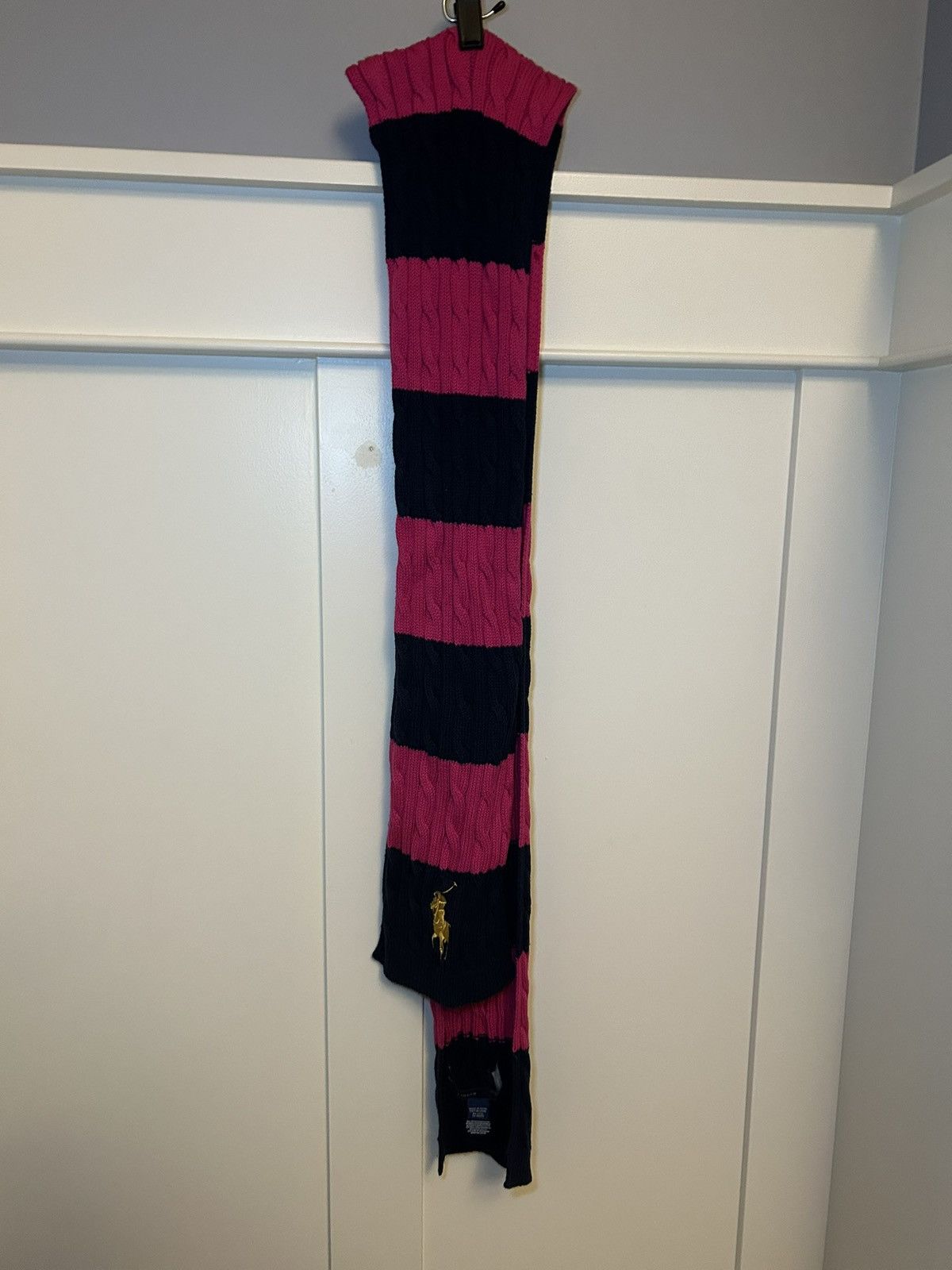 Polo Ralph Lauren Vintage Polo Ralph Lauren big pony cable knit wool scarf Size ONE SIZE - 1 Thumbnail