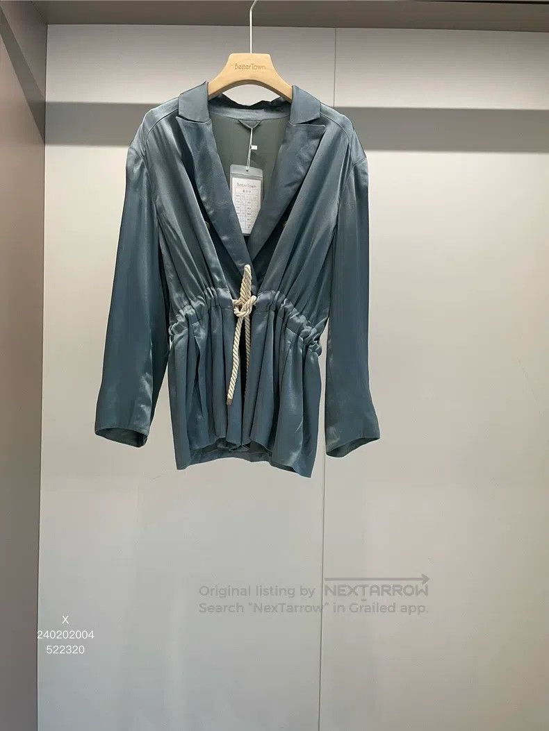 Brunello Cucinelli Brunello Cucinelli Grey Blue Acetate Viscose Blend Blazer Size XS / US 0-2 / IT 36-38 - 1 Thumbnail