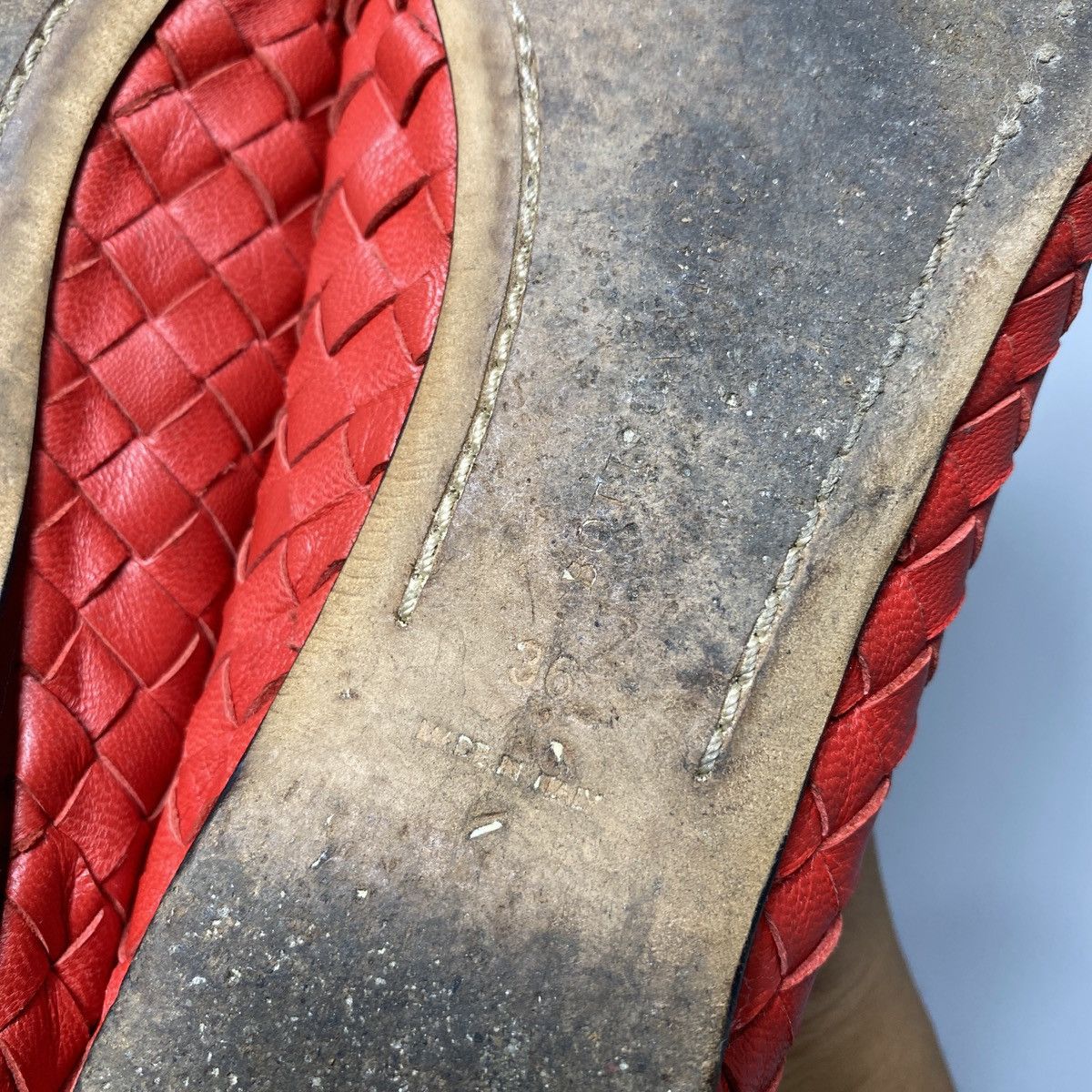 Bottega Veneta Red Leather Woven Ballet Flats Size US 6 / IT 36 - 15 Thumbnail