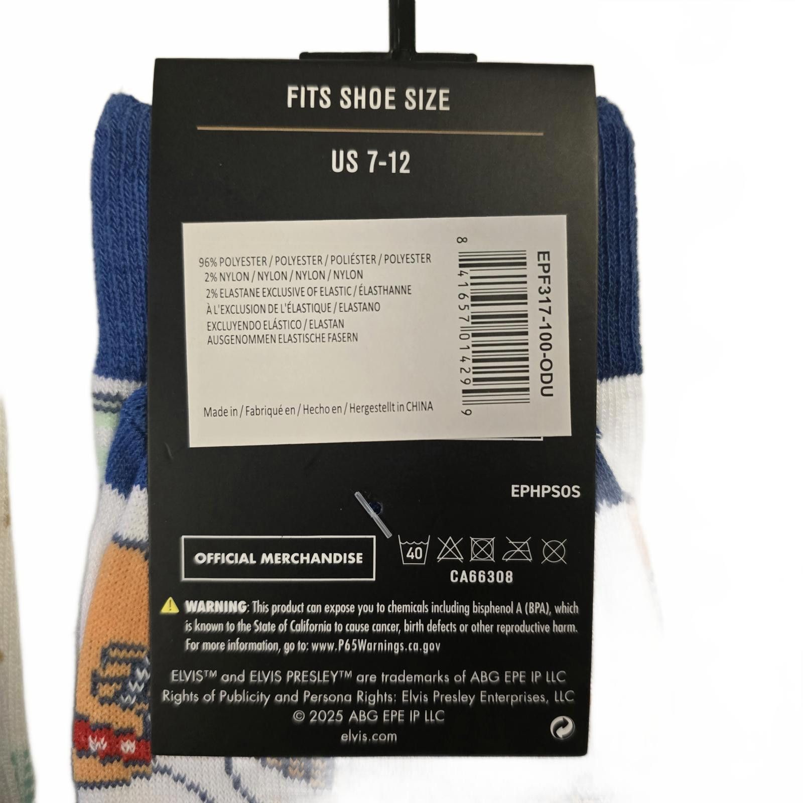 Designer Elvis Presley Sock Set - Official Merchandise - 3 Pair Size ONE SIZE - 5 Thumbnail