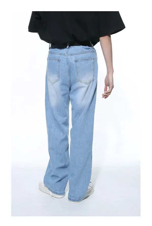 Japanese Brand Horiko x Kino Simple light blue straight loose washed jeans Size US 32 / EU 48 - 5 Thumbnail