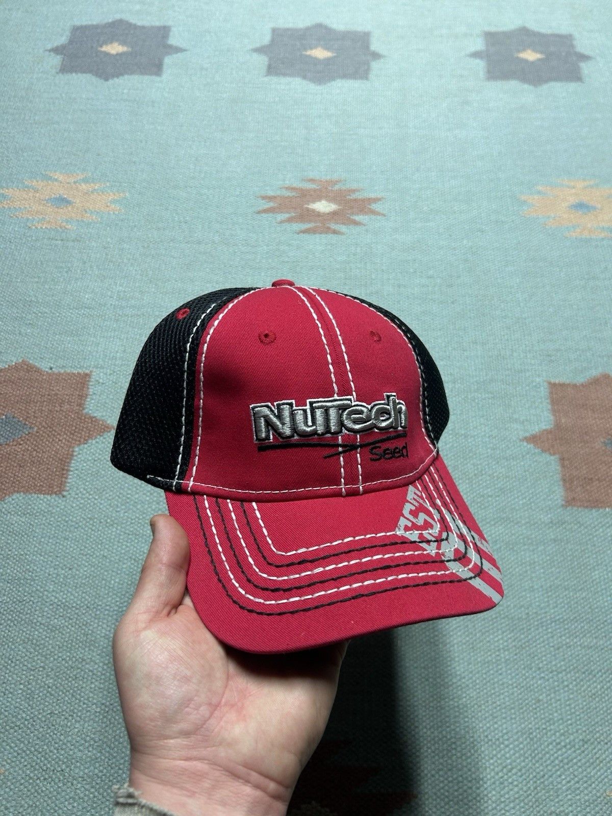 Vintage NuTech seeds trucker hat mesh farm feed red black NOS Size ONE SIZE - 1 Thumbnail