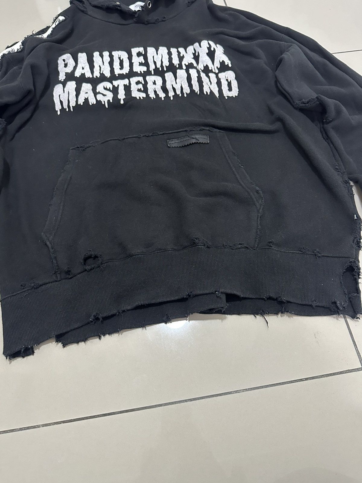 Japanese Brand Pandemixxx mastermind asymmetrical Wave Leather Hoodie Rare Size US L / EU 52-54 / 3 - 4 Thumbnail