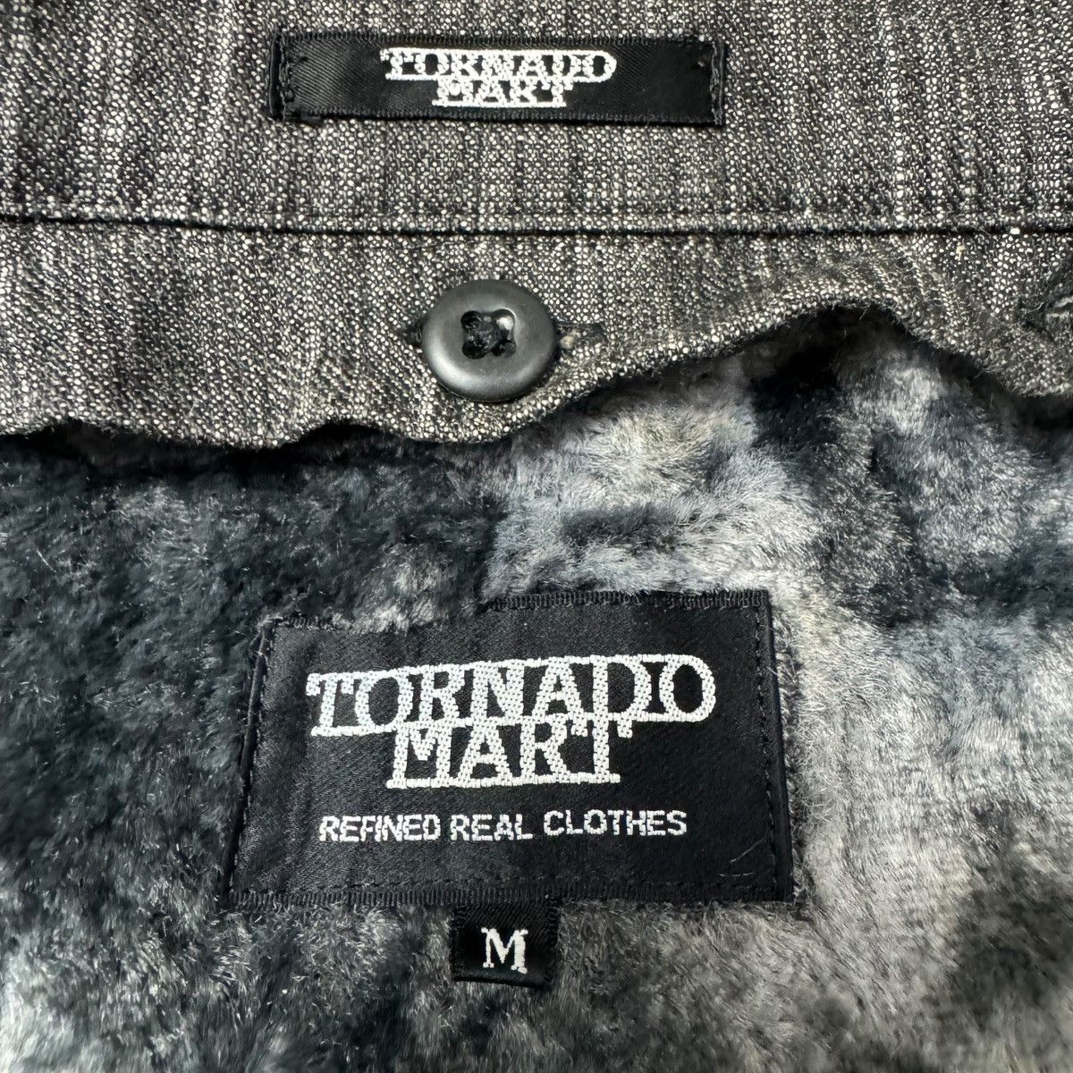 Tornado Mart Tornado Mart Japan Double Collar Zipper Belted Denim Coat Size US L / EU 52-54 / 3 - 9 Thumbnail