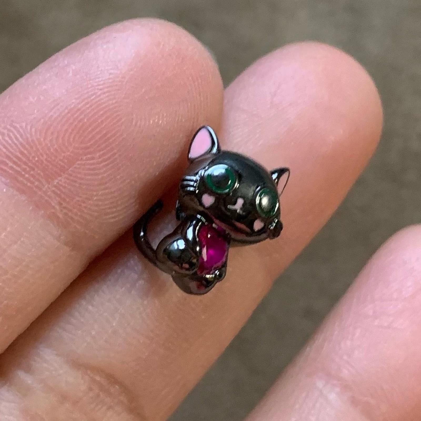 Other NWOT Black Cat Crystal Heart Charm Sterling Silver 925 Size ONE SIZE - 8 Thumbnail