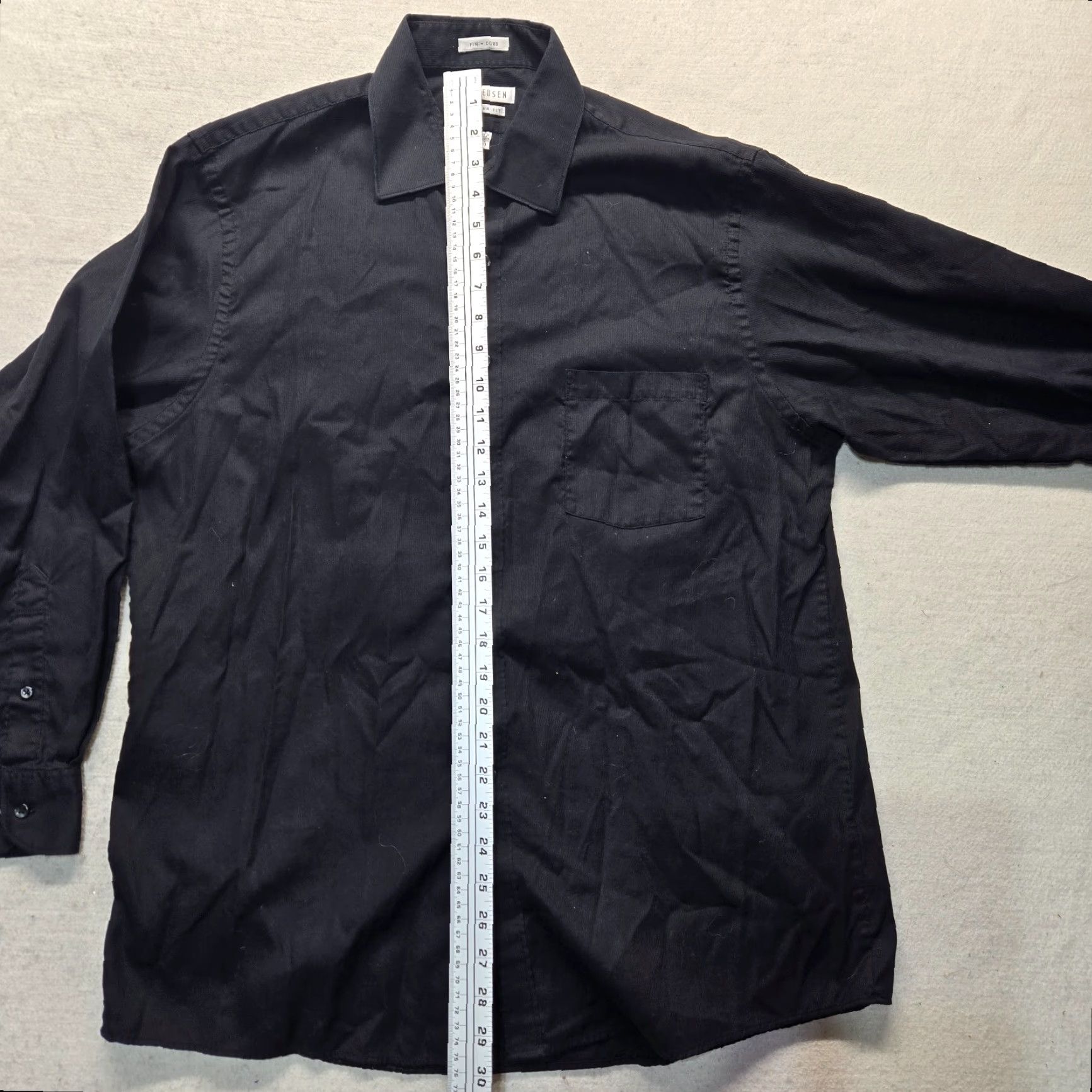 Van Heusen Van Heusen Dress Shirt Men 16.5 Black Classic Fit Button Up Shirt Size 46R - 6 Thumbnail