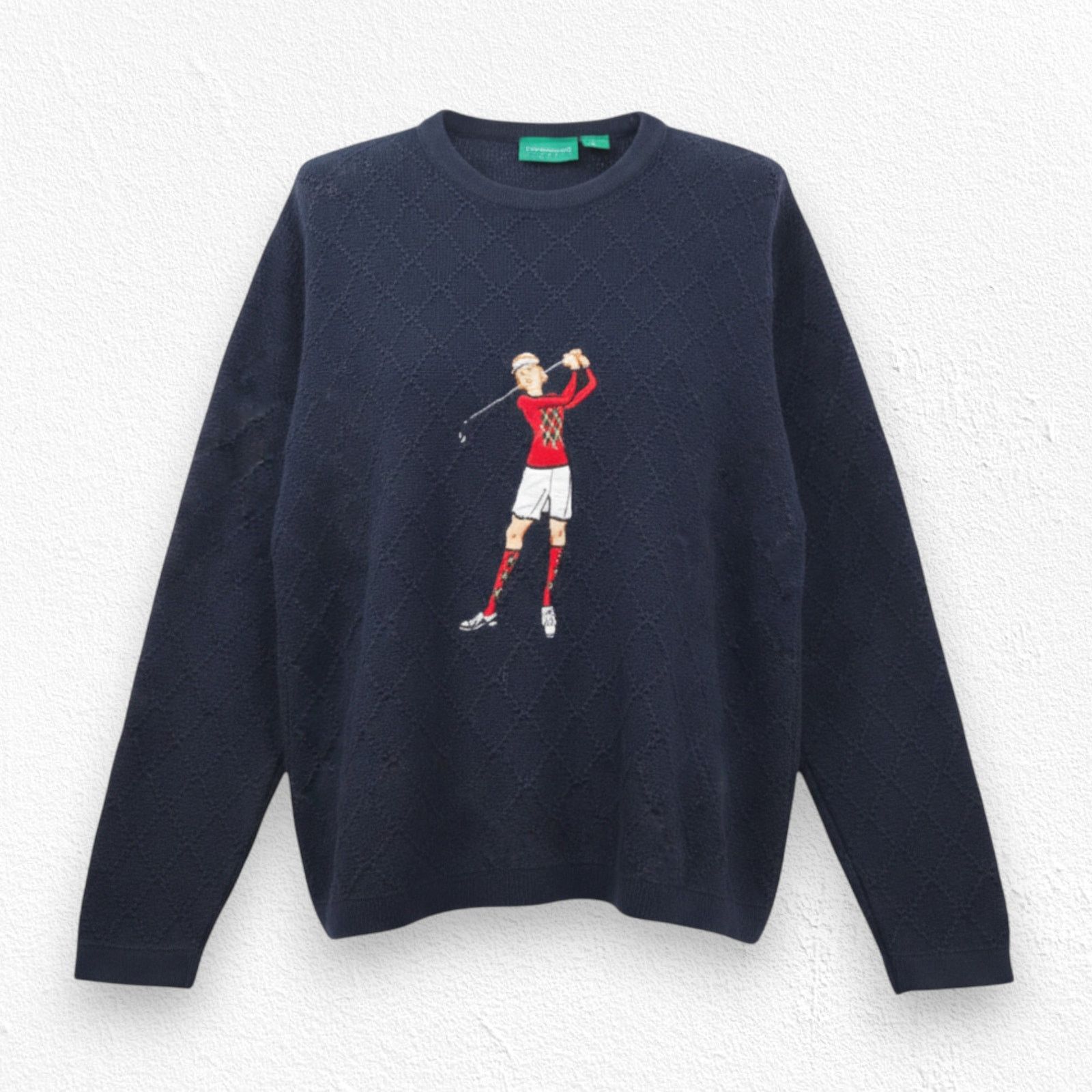 Vintage Vintage Navy Blue Embroidered Golfer Sweater Size Medium Size M / US 6-8 / IT 42-44 - 1 Thumbnail