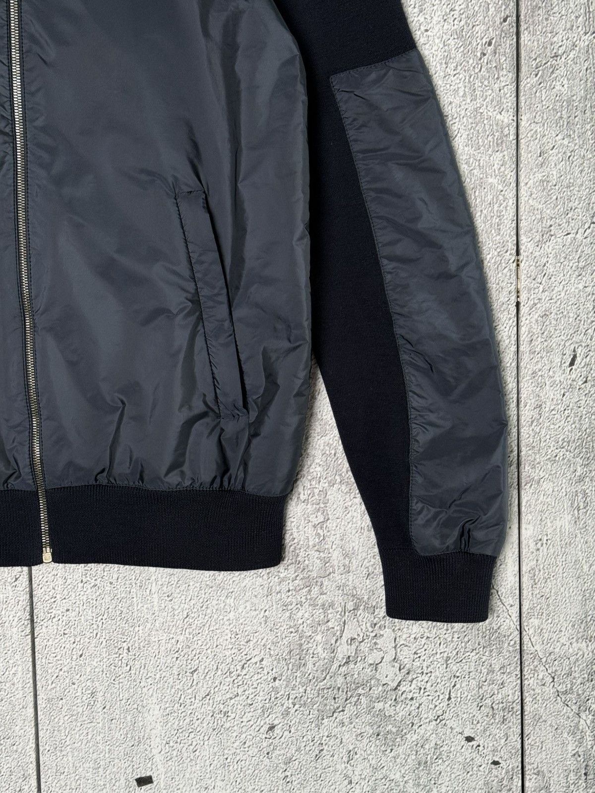 Prada Prada Navy Wool & Nylon Bomber Jacket Knitted Zip Sweater Size US L / EU 52-54 / 3 - 4 Thumbnail