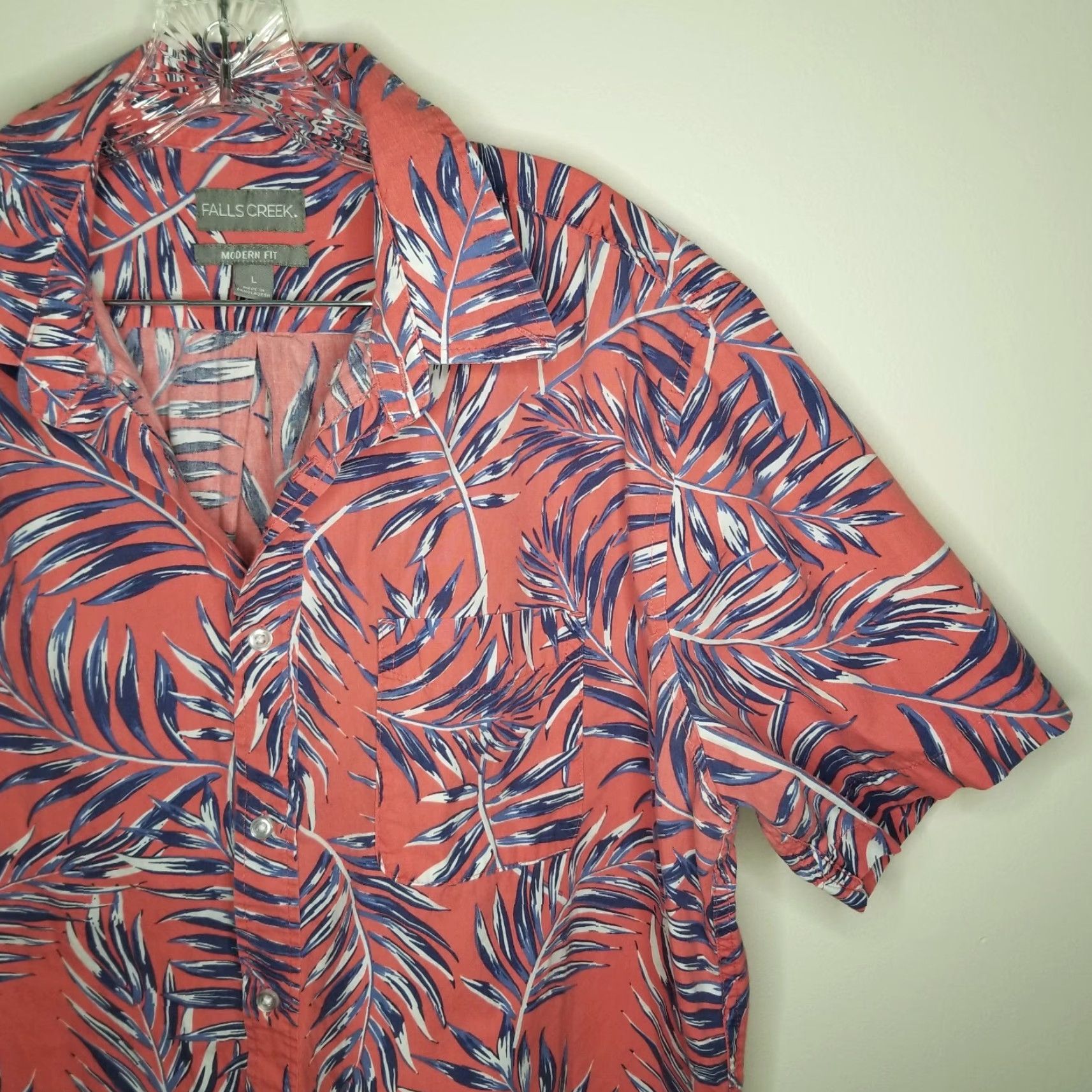 Vintage FALLS CREEK Modern Fit Floral Button-Up Shirt Mens Short Sleeve Red Size L Size US 33 - 2 Thumbnail