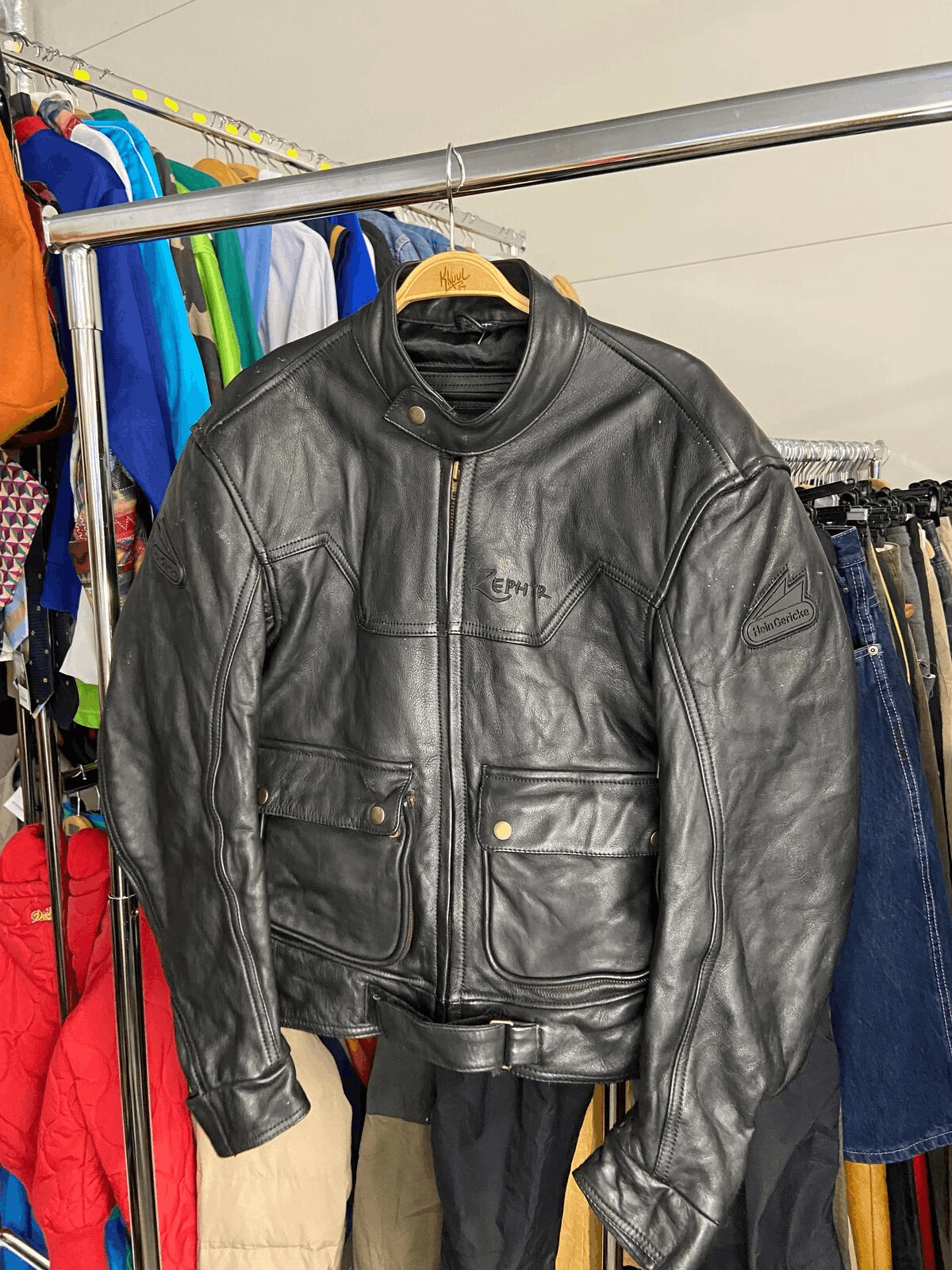 image of Vintage Hein Gericke Zephyr Leather Motorcycle Jacket Black, Men's (Size XL)