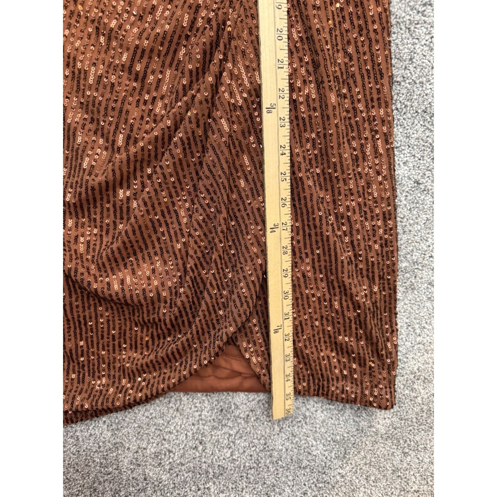 Vintage Toccin X RTR Faux Wrap Mini Dress 14 Cocktail Party Night Out Y2K Glam Sequin Short Brown Women's Dress Size XL / US 12-14 / IT 48-50 - 3 Thumbnail