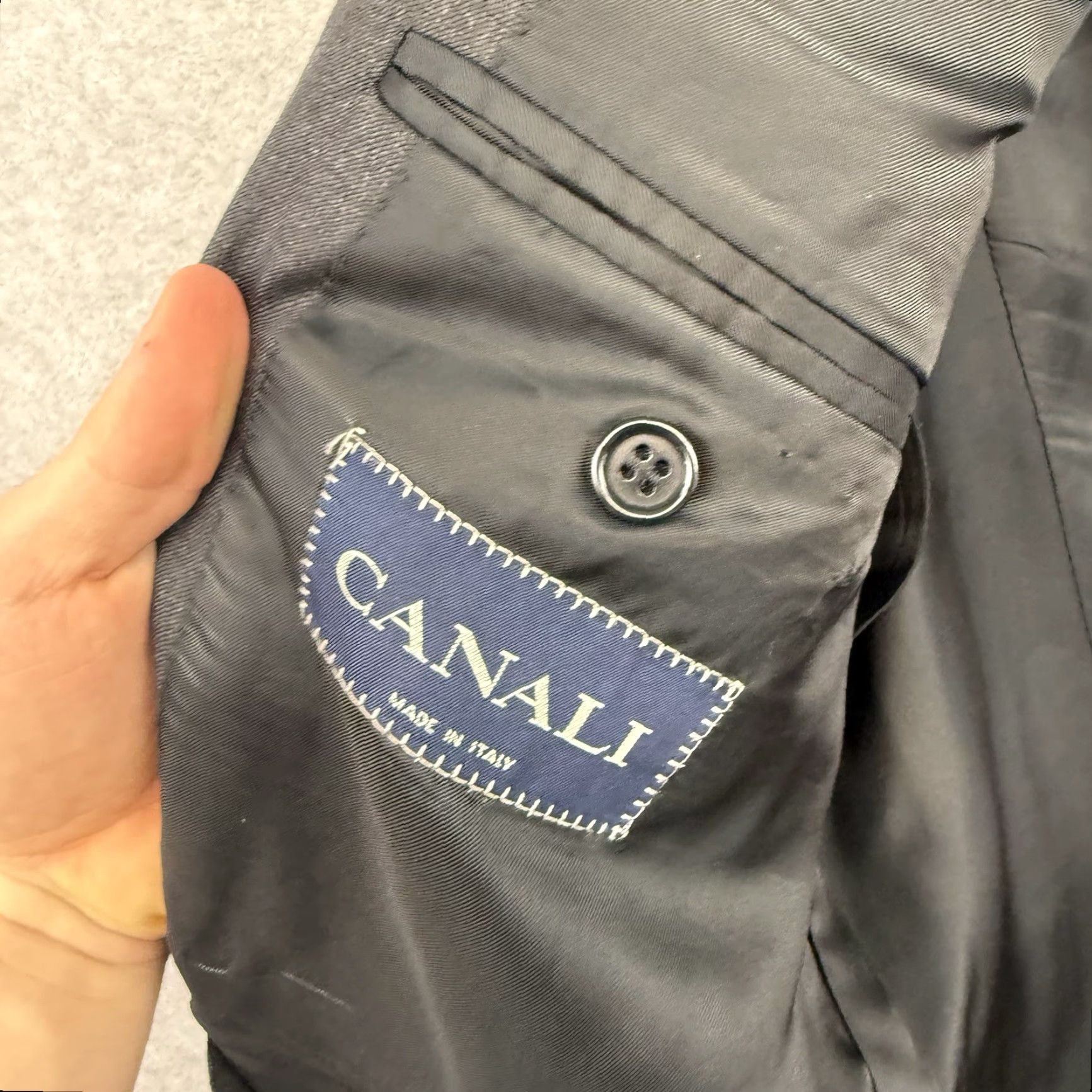 Canali Canali Blazer Sport Coat 44R Men’s Wool Gray Dark Charcoal Plaid 2 Piece Suit Jacket 54 Measurements Vintage? Size 44R - 7 Thumbnail