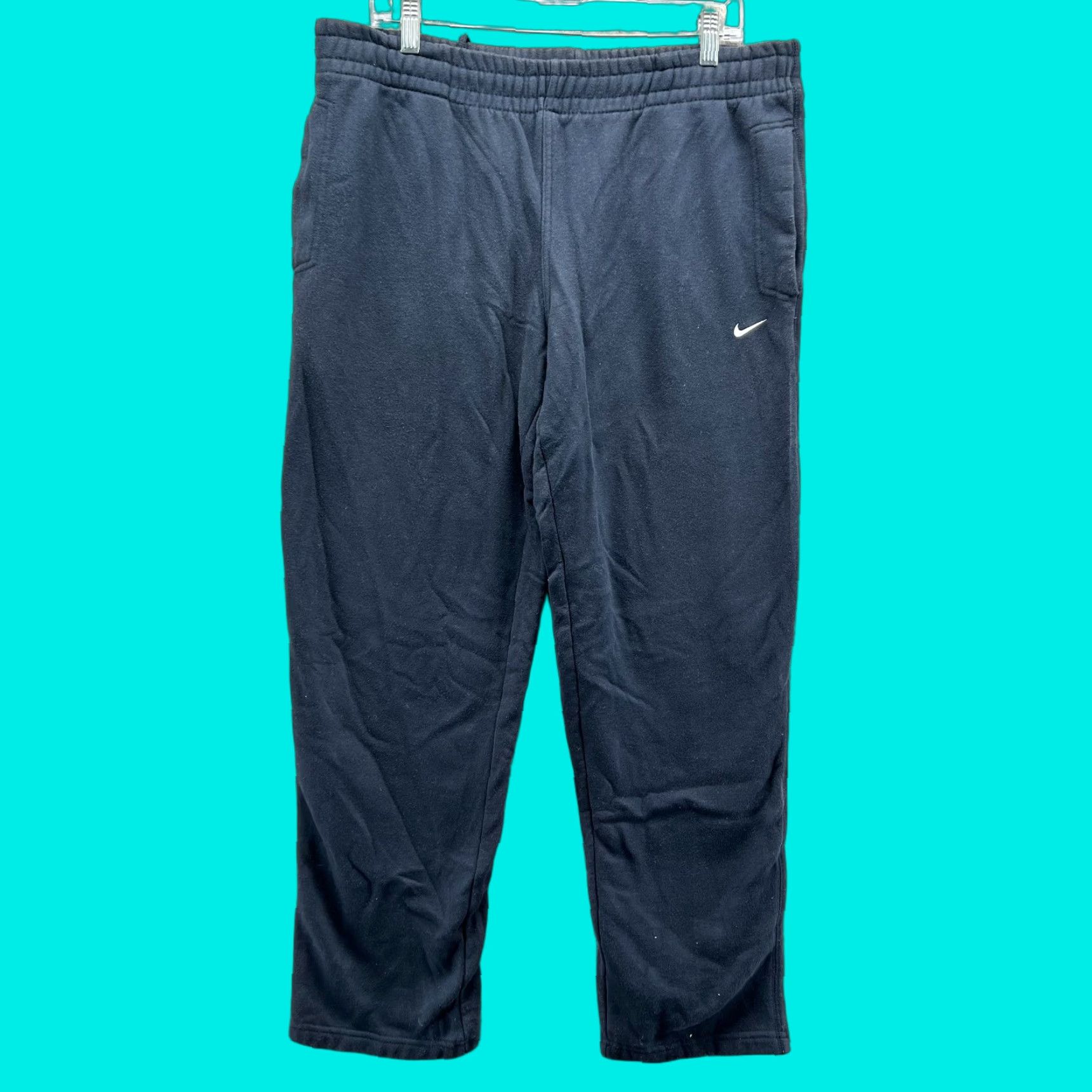 Nike VINTAGE Nike Club Fleece Pants Mens Medium Blue Navy Athletic Fleece Gym Logo Swoosh Size US 31 - 1 Thumbnail