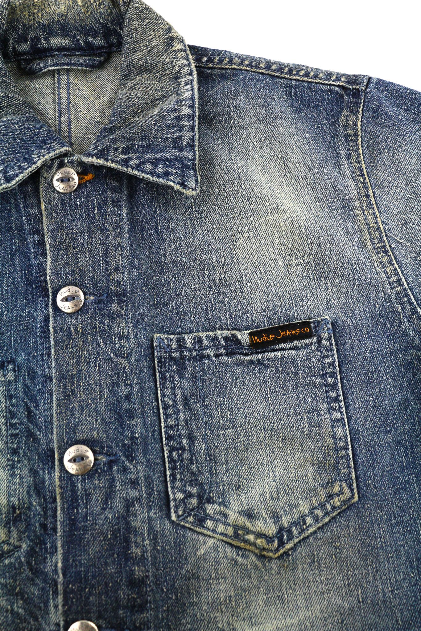 Nudie Jeans TRYGGVE XS Cosmic Blue Washed Polo Neck Logo 81613 Size US XS / EU 42 / 0 - 6 Thumbnail