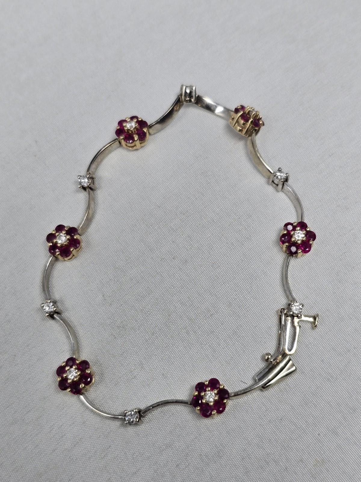 Other Ryan Gems 14K Gold 1.77 ctw Ruby Diamond Flower Bracelet Size ONE SIZE - 6 Thumbnail