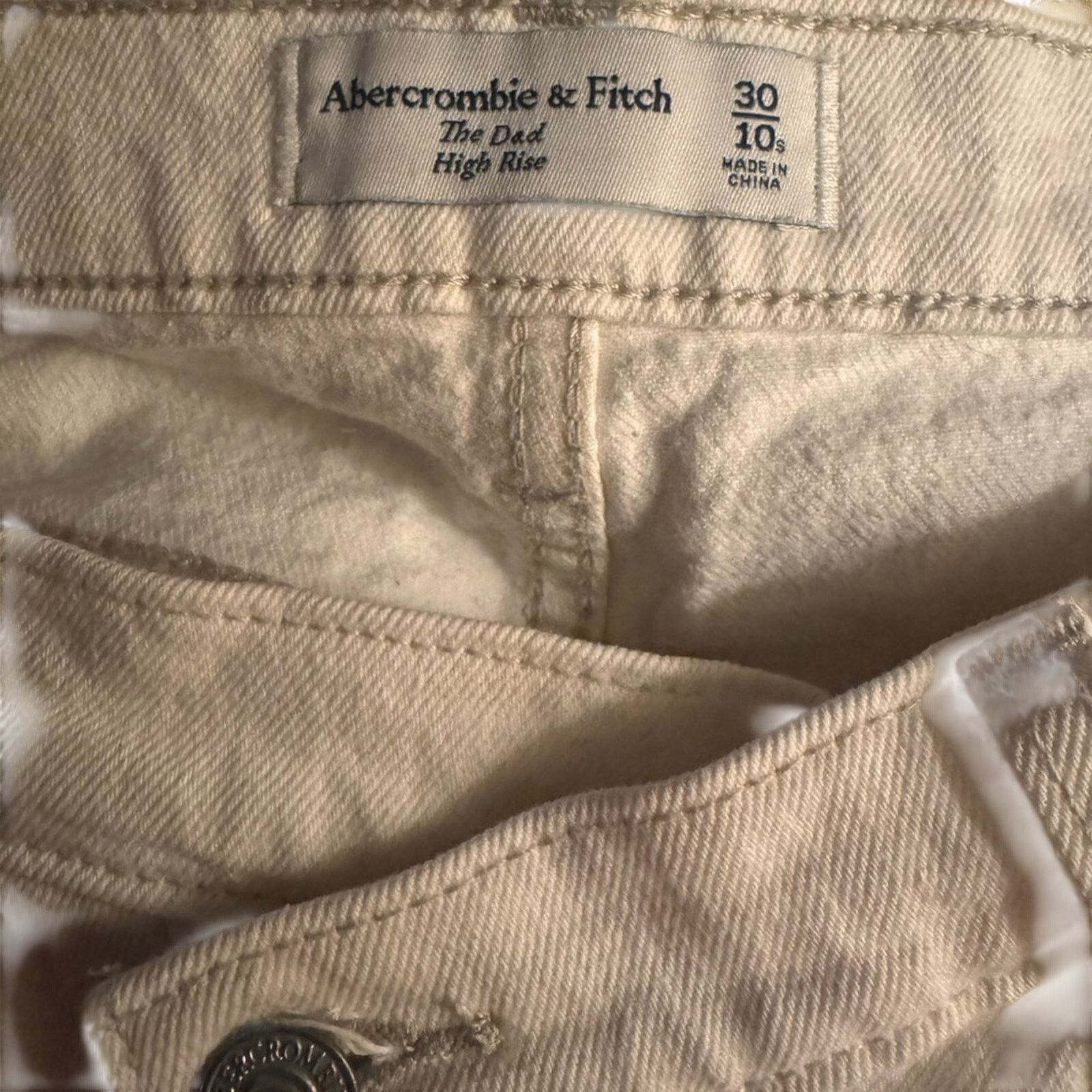 Abercrombie & Fitch Abercrombie & Fitch Cream High-Rise Jeans Size 30" / US 8 / IT 44 - 2 Thumbnail