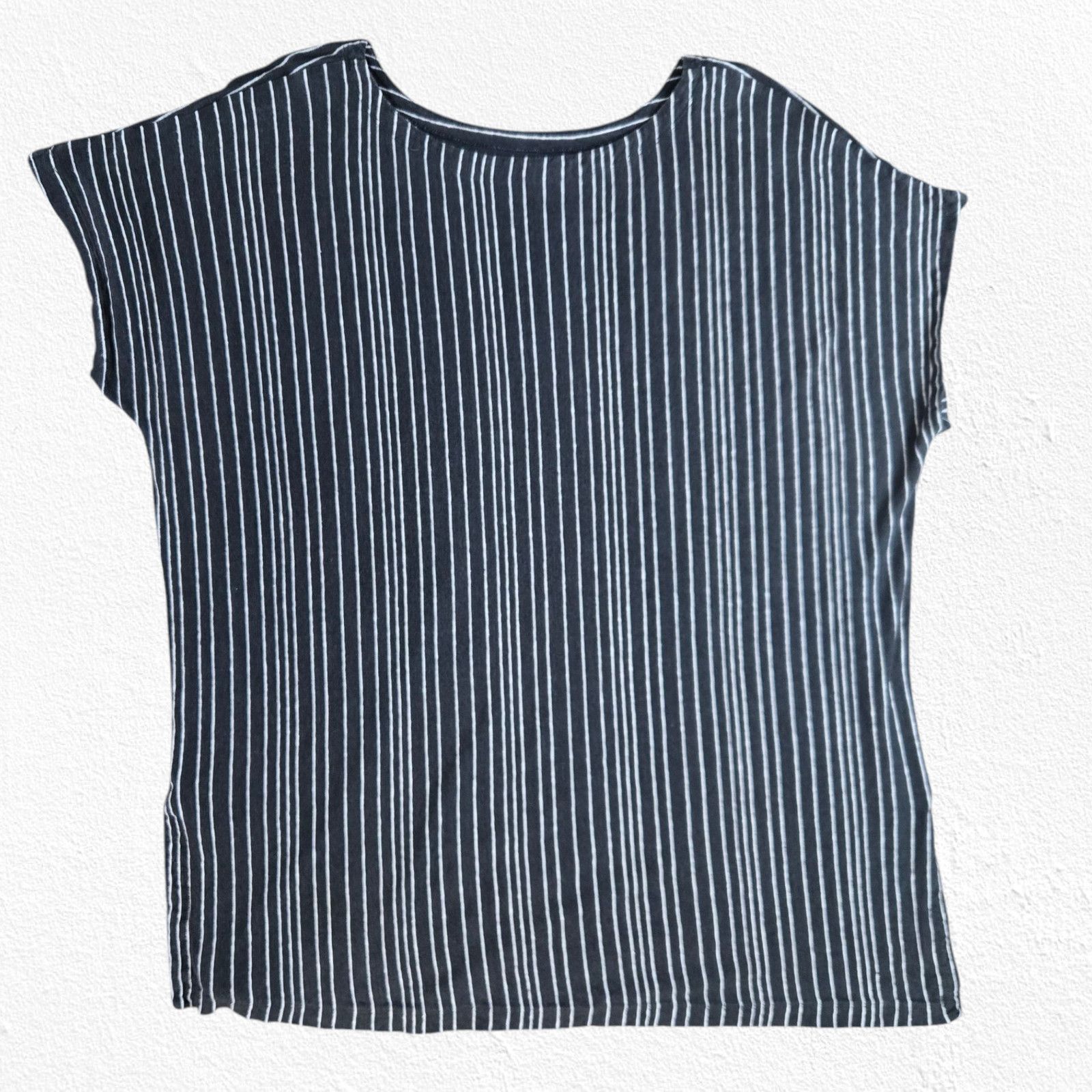 Eileen Fisher Eileen Fisher Black White Linen Boxy Striped Top Size Large Size L / US 10 / IT 46 - 8 Thumbnail
