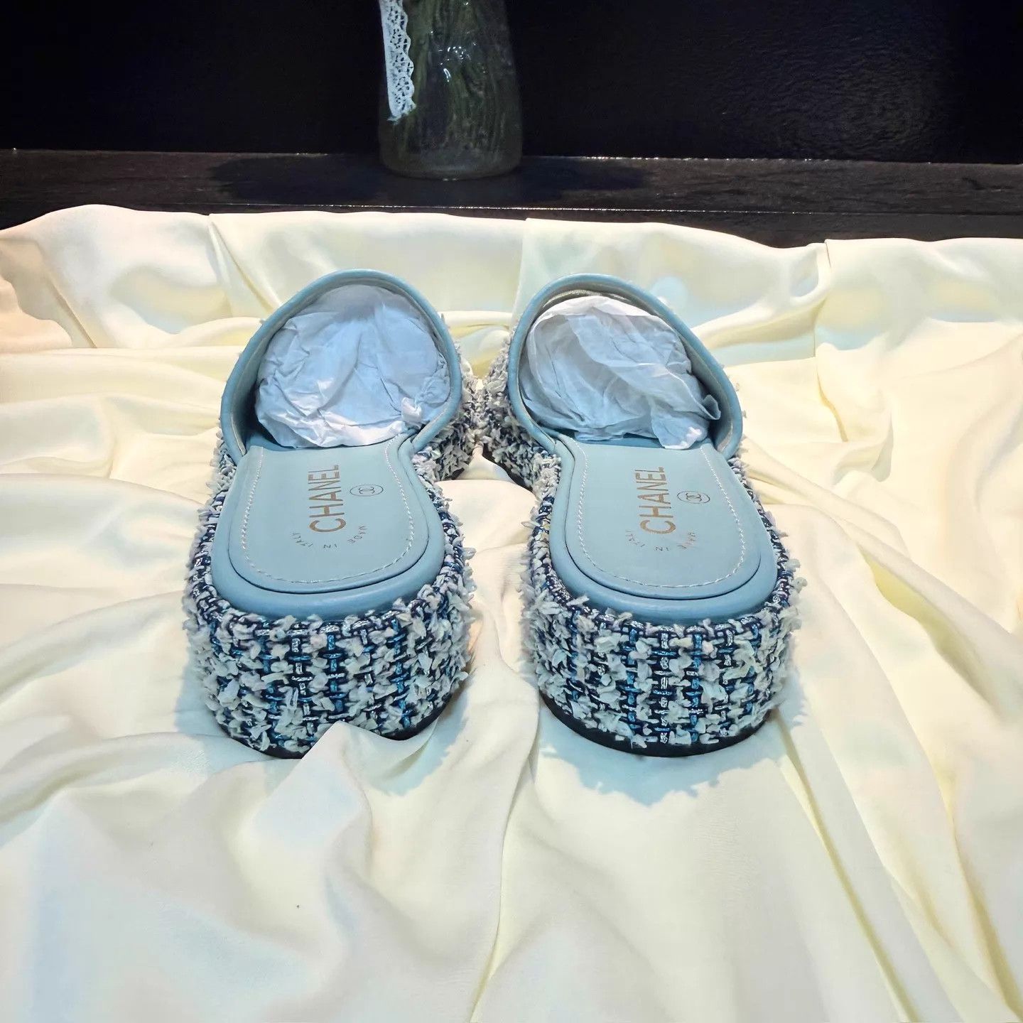 Chanel CHANEL Women's Tweed CC Slides 36.5 EU 99 New Size US 6 / IT 36 - 3 Thumbnail