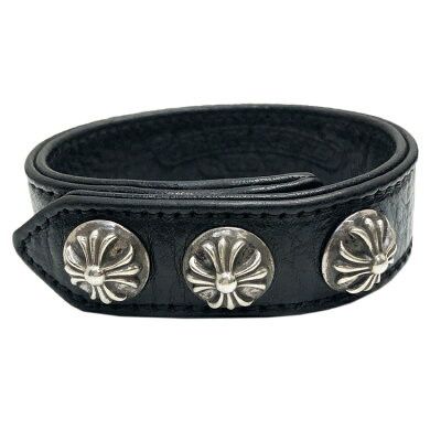 Chrome Hearts CHROME HEARTS 3BTN 2SNP LEATHER BRACELET bangle Size ONE SIZE - 1 Thumbnail