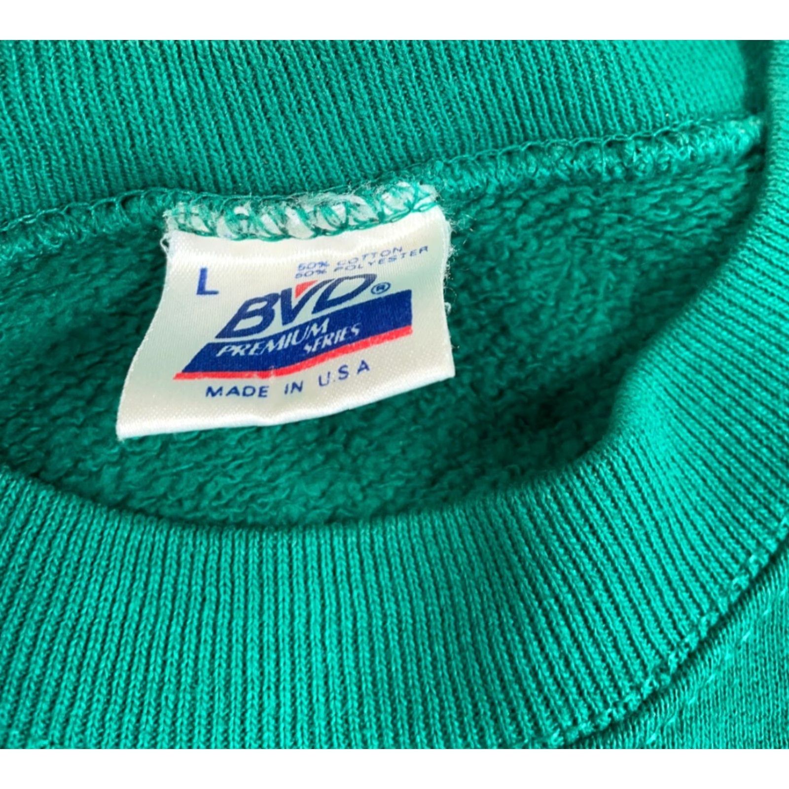 Vintage VINTAGE B.V.D Sweatshirt Christmas Stocking Green 80s Adult Large Raglan Long Sleeve Crew Neck 50-50 Cotton Polyester Fleece Pullover Size L / US 10 / IT 46 - 3 Thumbnail