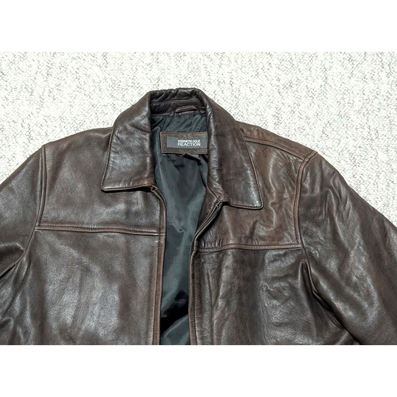 Kenneth Cole VINTAGE Kenneth Cole leather jacket XL brown lambskin bomber jacket Mens 1990s Y2K patina motorcycle Size US XL / EU 56 / 4 - 4 Thumbnail
