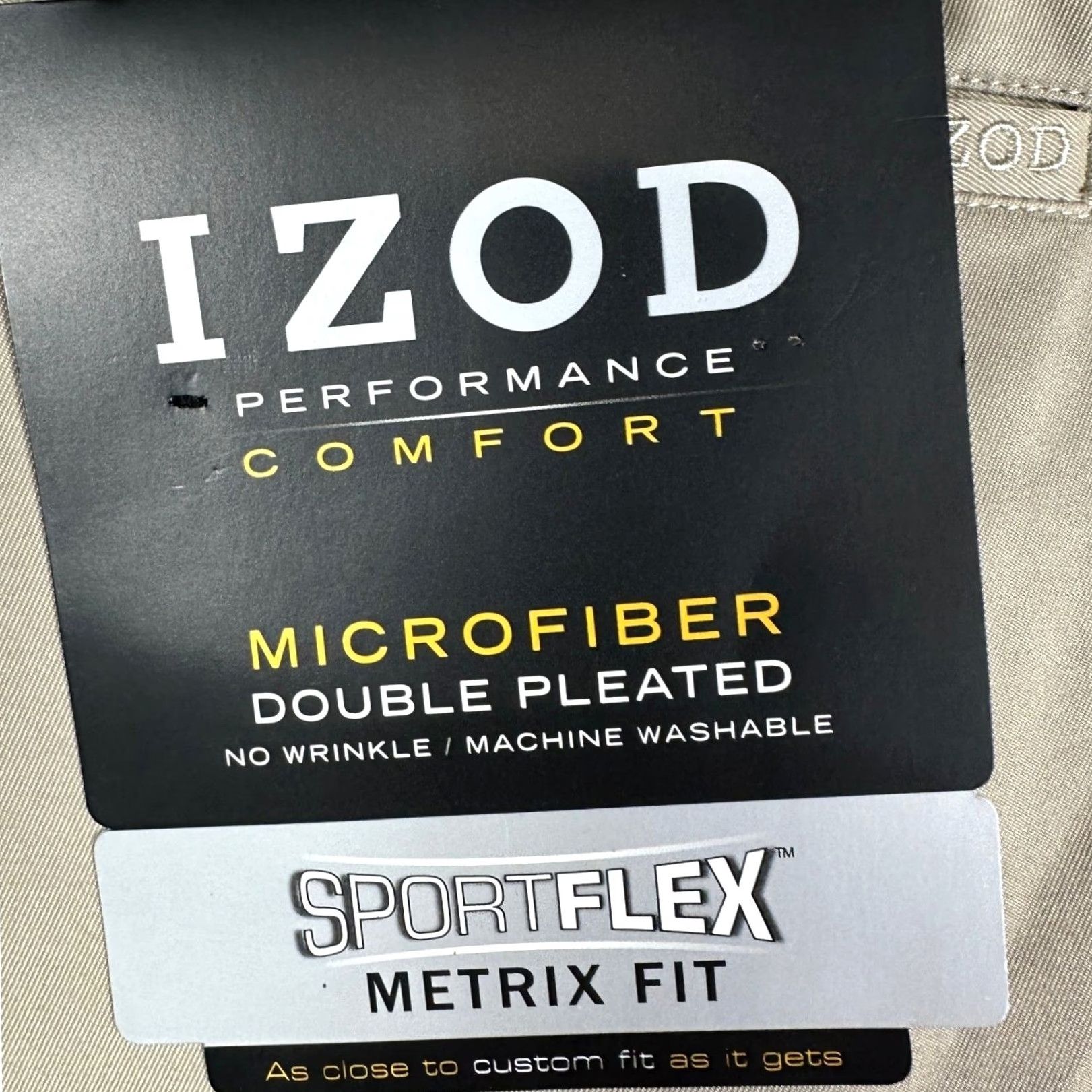 Izod IZOD Pants Mens 38x30 Tan Sportflex Metrix Fit Dress Performance Pleated Size US 38 / EU 54 - 7 Thumbnail