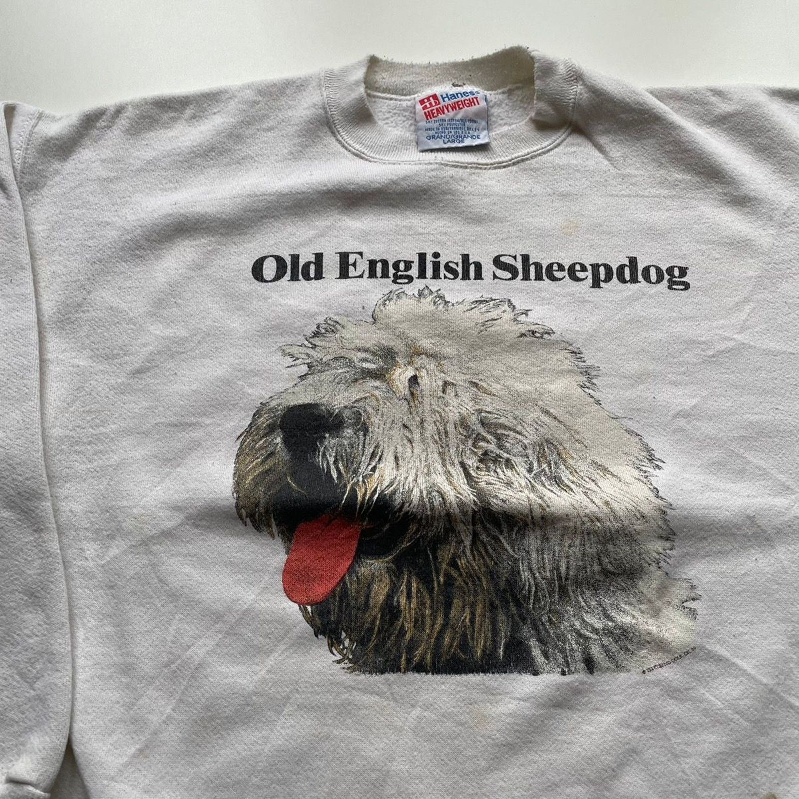 Hanes Vintage 90s English Sheepdog Dog Animal Art Crewneck Large Size US L / EU 52-54 / 3 - 2 Thumbnail