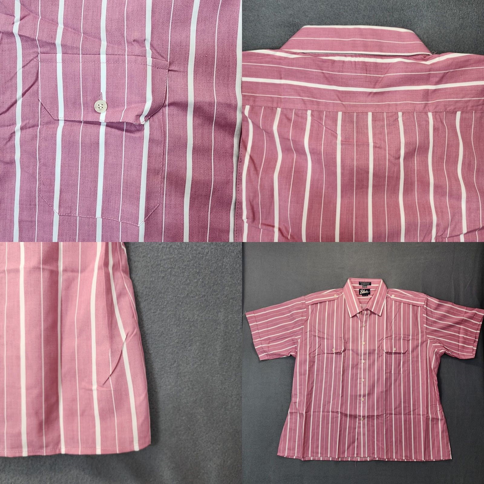 Blair VINTAGE Blair Mens Shirt 2XL Pink Stripe Button Up Shoulder Strap Pockets Size US XXL / EU 58 / 5 - 8 Thumbnail