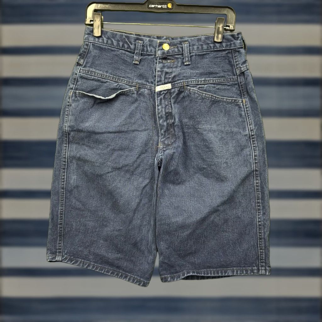 VINTAGE Girbaud Shorts Mens 30 Denim Dark Wash 5-Pocket USA 90s Cotton Blue Relaxed Inseam 12 in Casual Shorts
