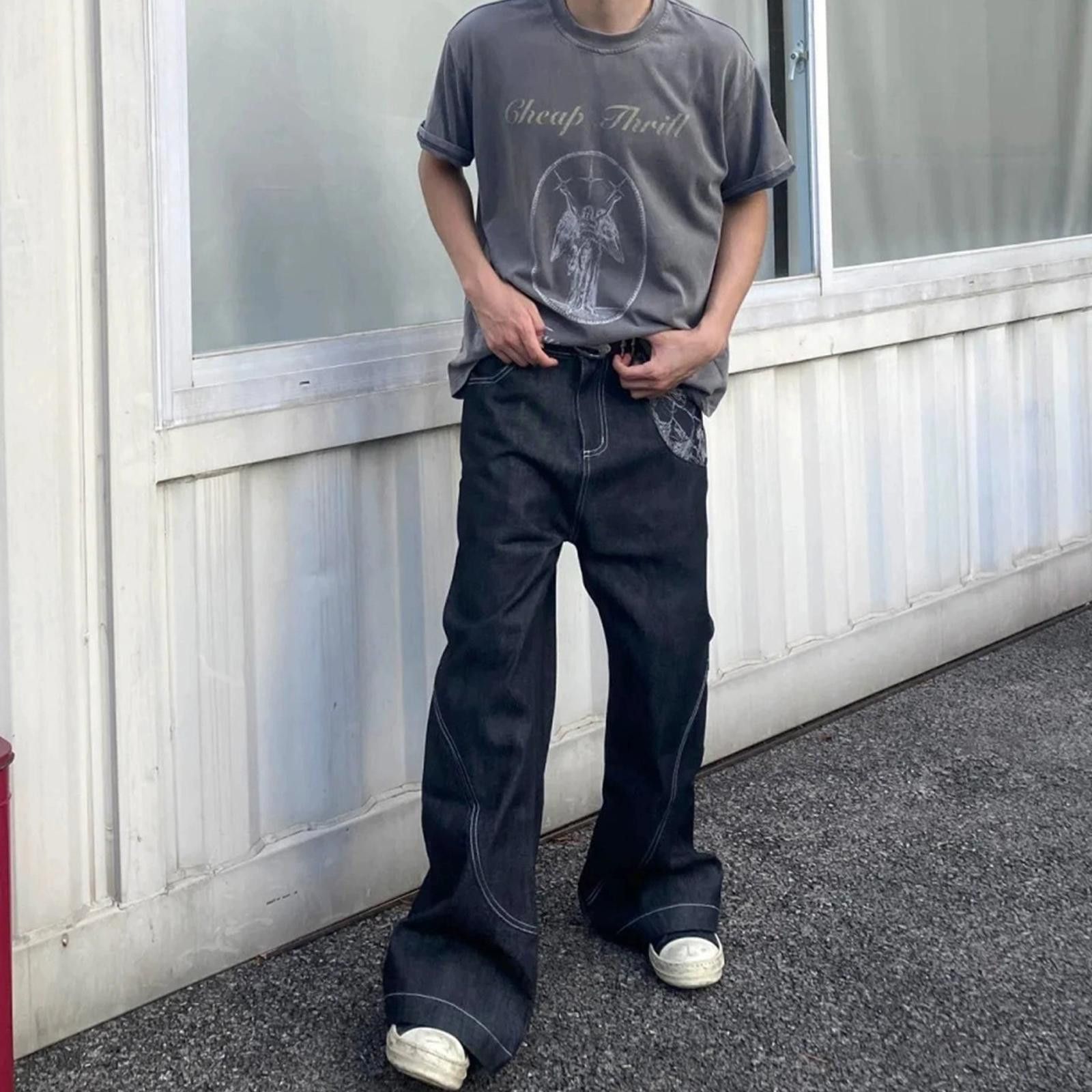 Black Wide Leg Denim Jeans Loose Fit Baggy Jeans