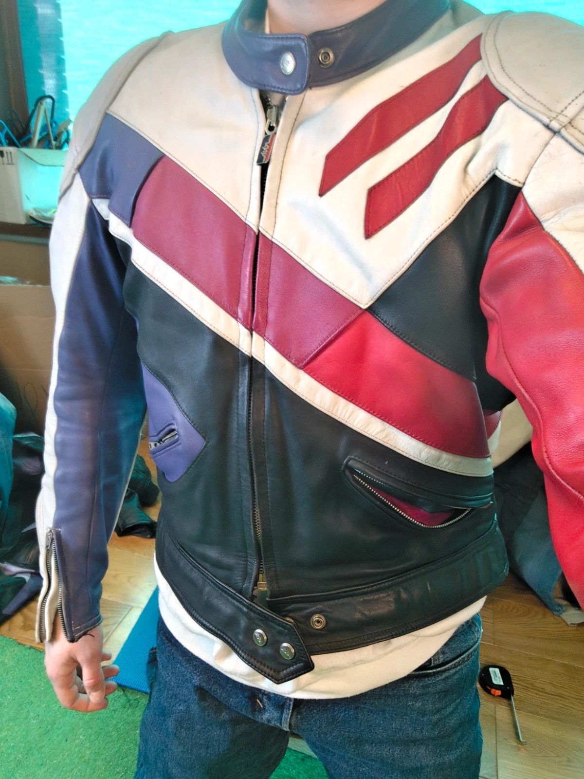 Other Schuh Leather Jacket Mens 58 Large Moto 90s rare Size US L / EU 52-54 / 3 - 11 Thumbnail