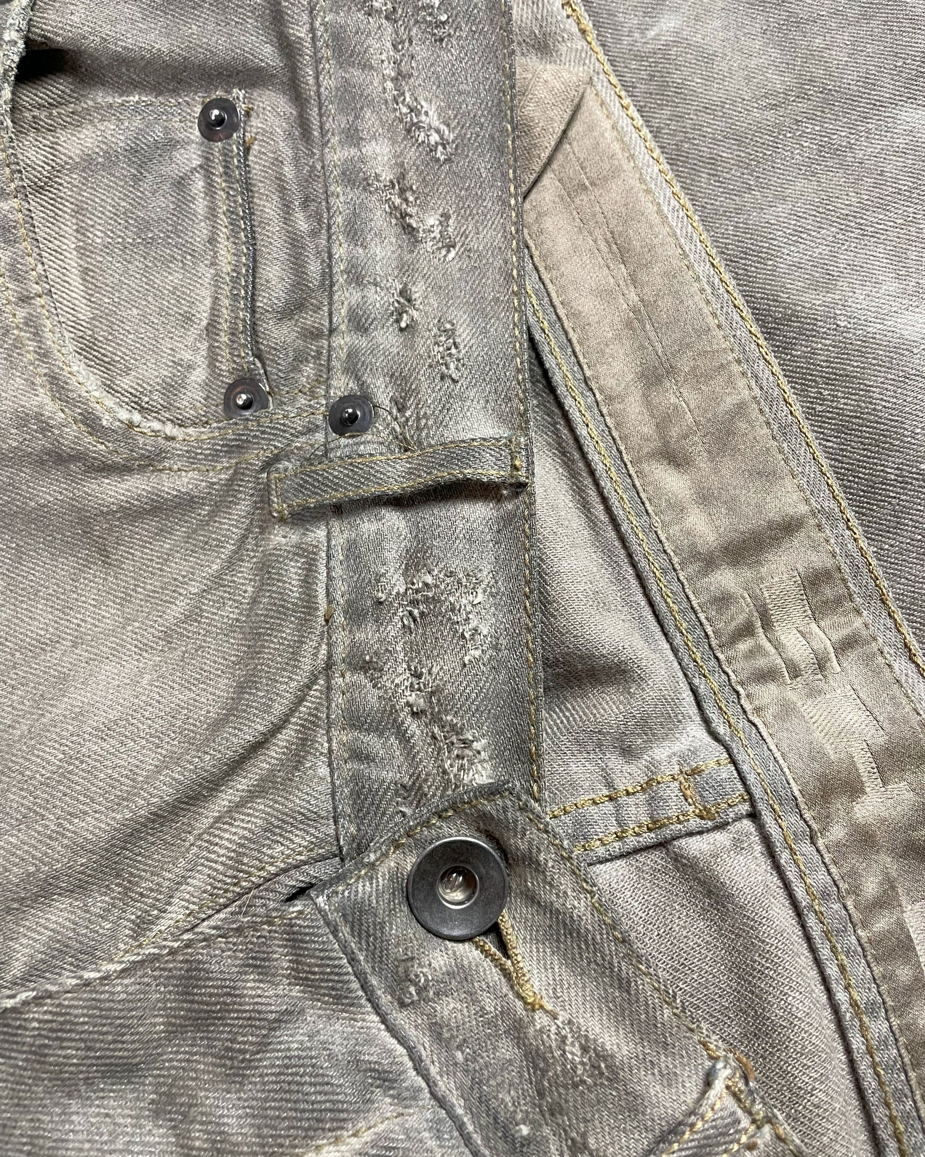 Rick Owens FW10 "GLEAM" SILVER MUD WASH WAXED DETROIT CUT JEANS Size US 30 / EU 46 - 2 Thumbnail