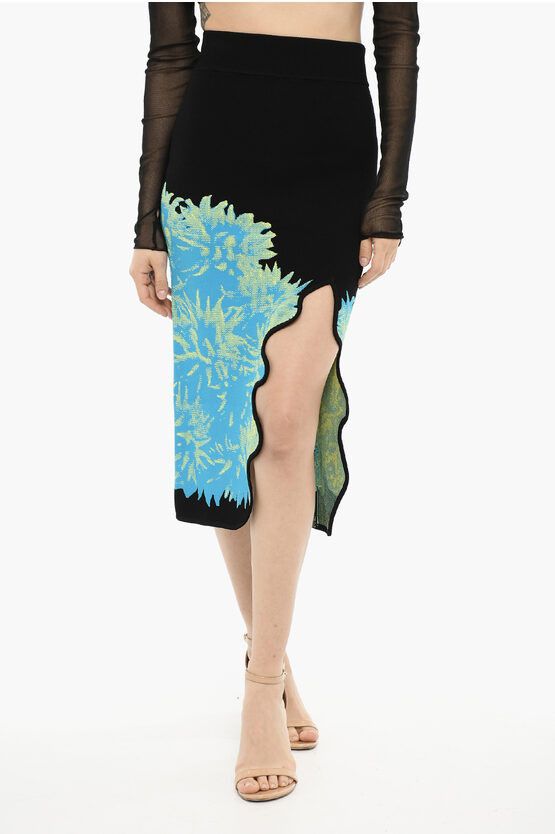image of Ph5 Front-Slit Pencil Skirt With Elastic Waistband in Black, Women's (Size Medium)
