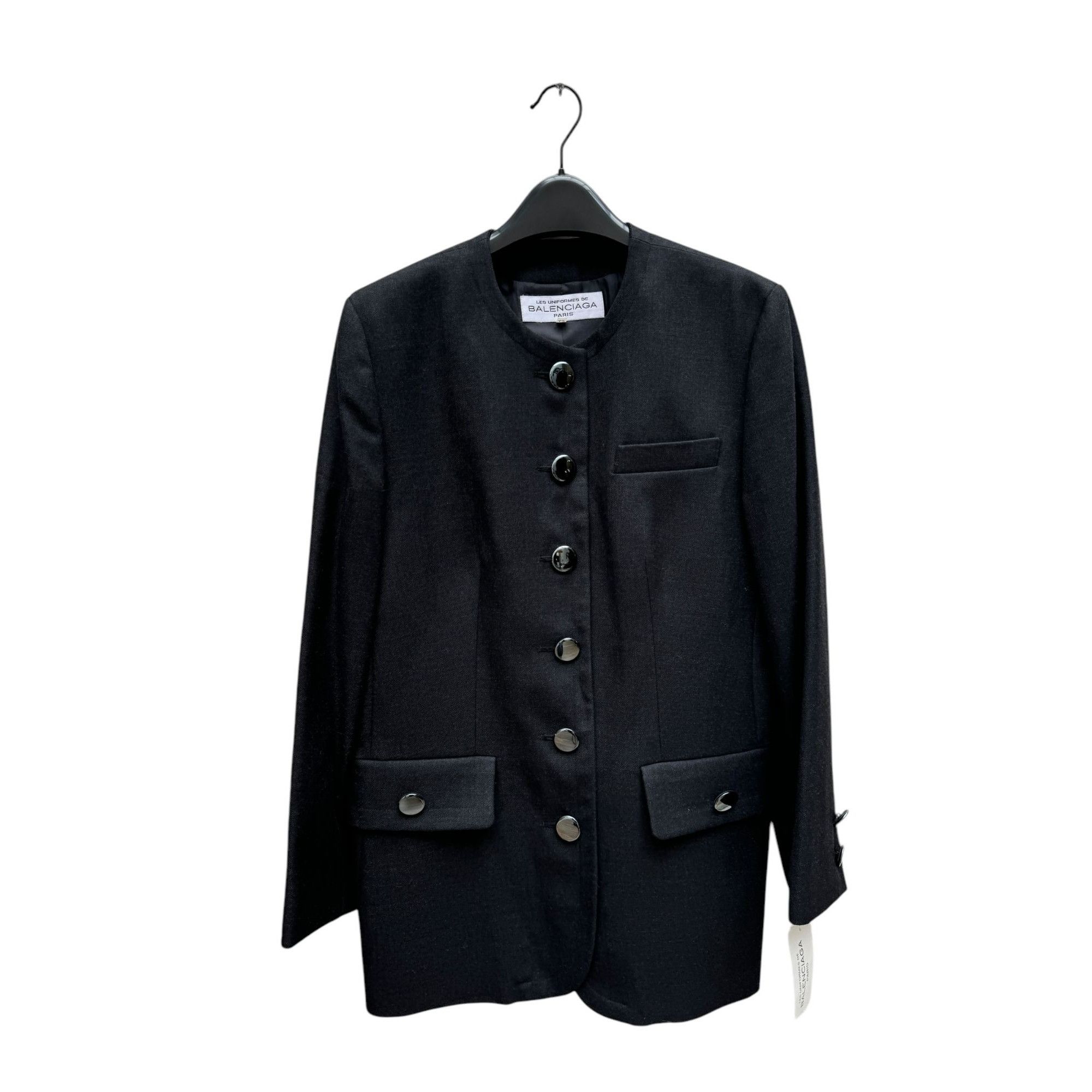 Balenciaga Dark Grey Straight Fit Wool Blend Jacket Size L / US 10 / IT 46 - 4 Thumbnail