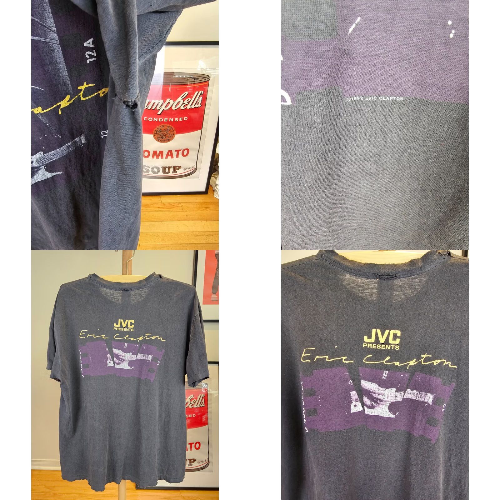Vintage VINTAGE ERIC CLAPTON 91' T-SHIRT L BLACK SUN FADED TRASHED DISTRESSED JVC PRESENT Mens Size US L / EU 52-54 / 3 - 8 Thumbnail